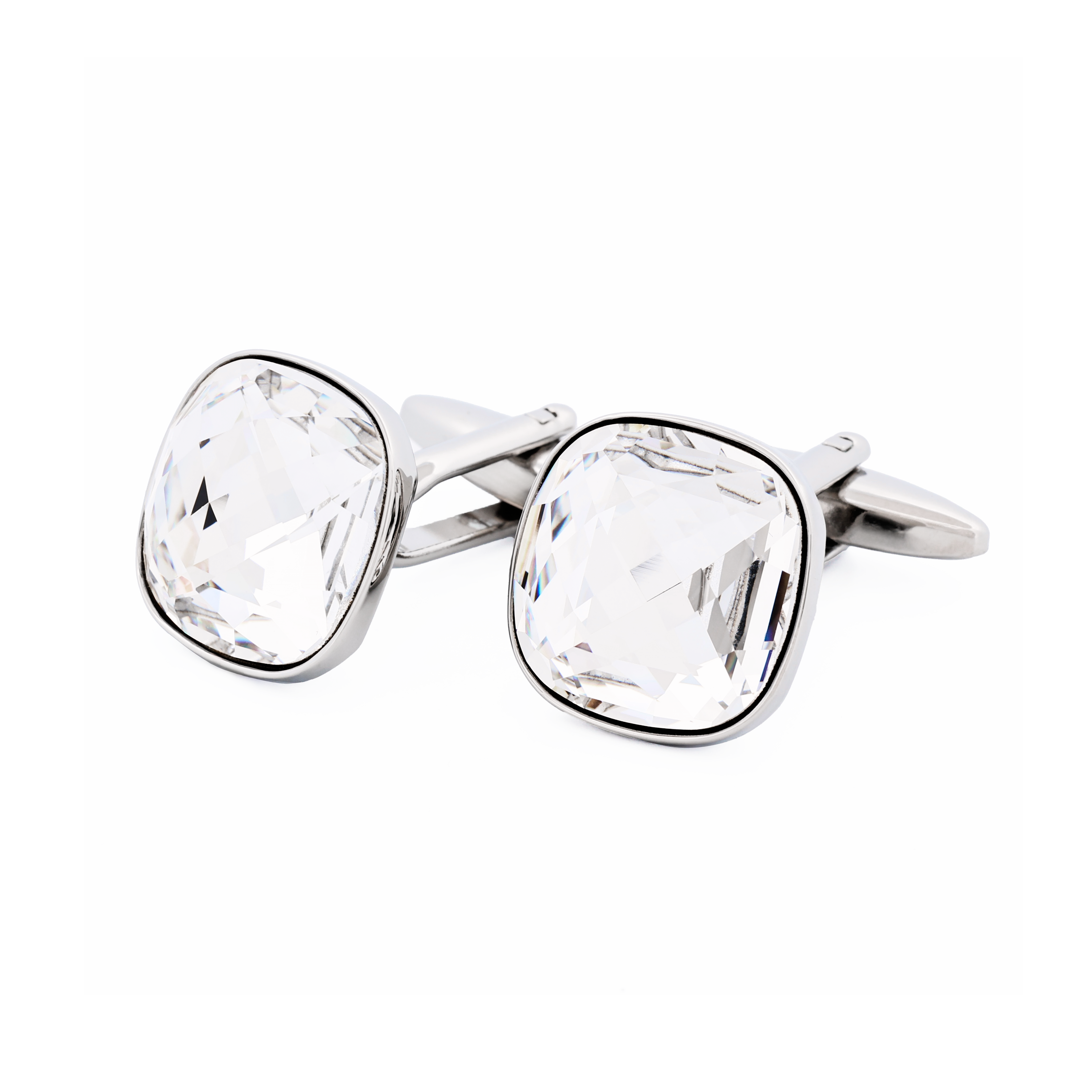 Rhodium Crystal Cufflinks