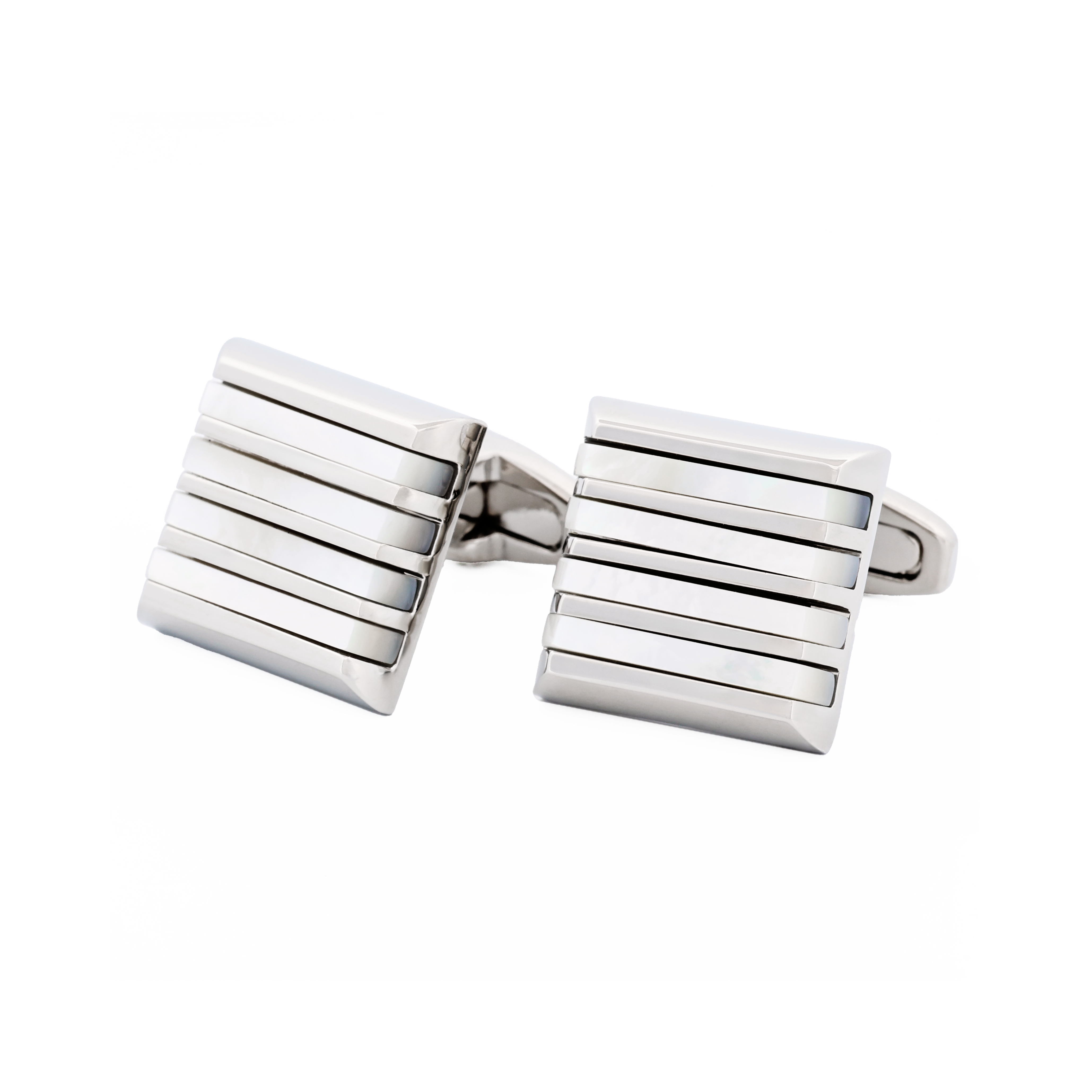Rhodium Mother Of Pearl Cufflinks