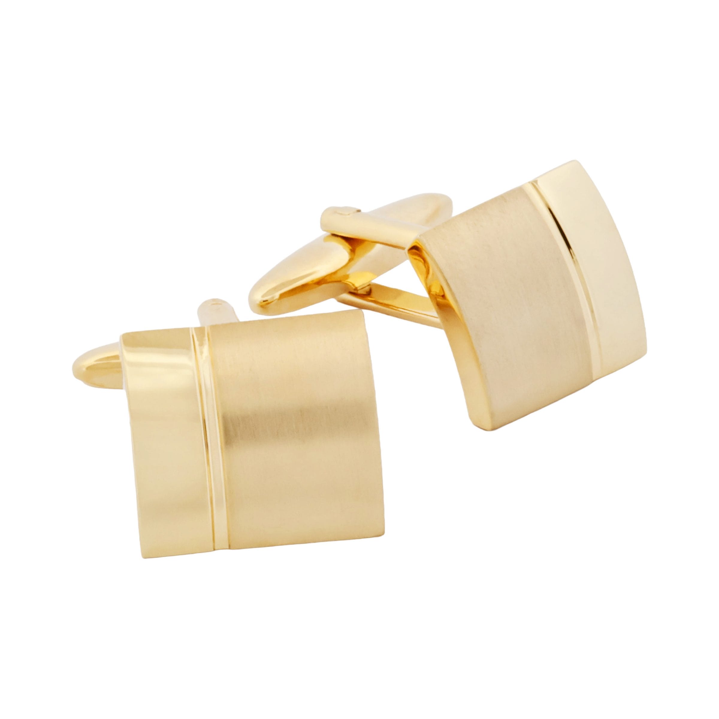 Polished & Brushed Yellow Gold Plated Cufflinks