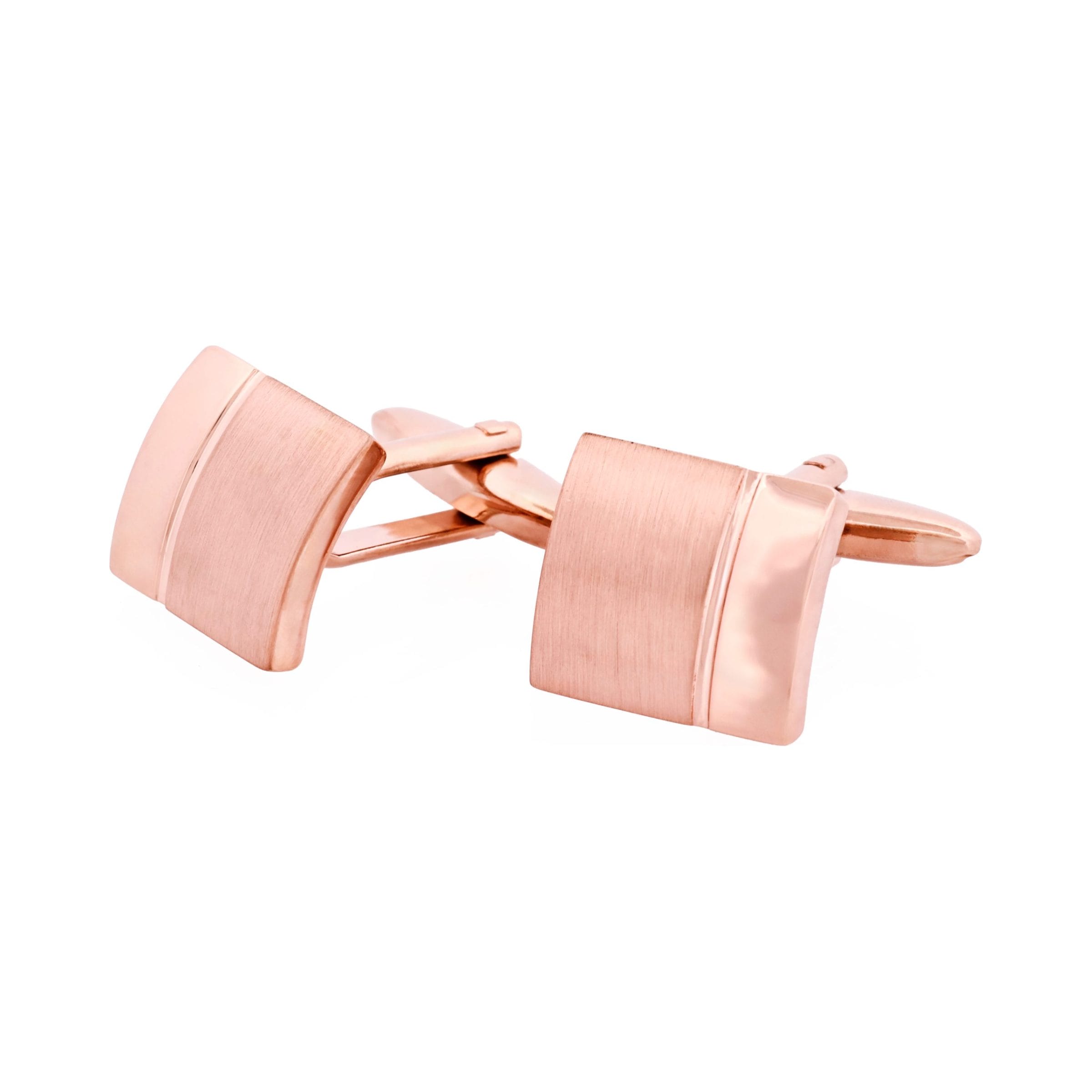 Brushed & Polished Rose Gold Plated Cufflinks
