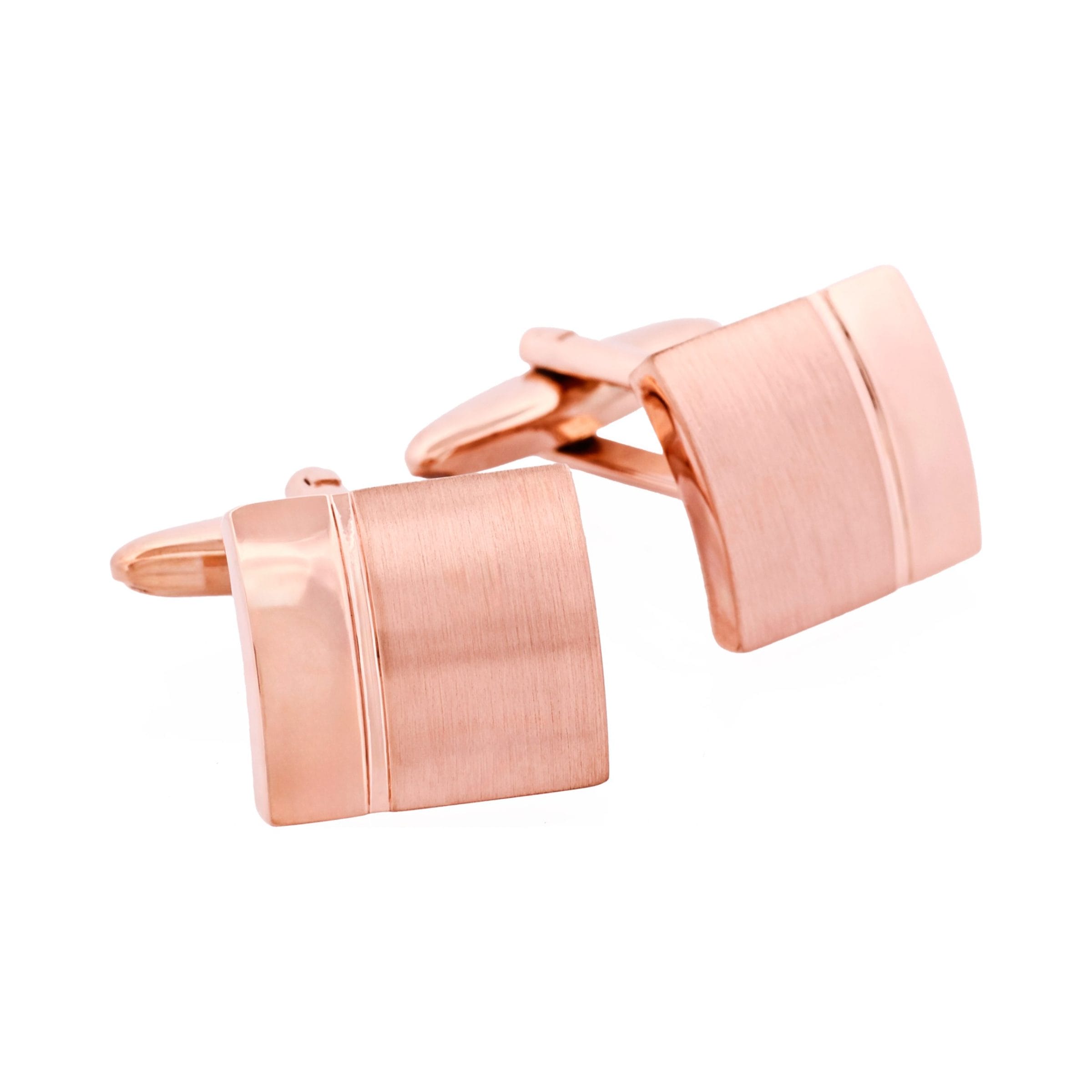 Brushed & Polished Rose Gold Plated Cufflinks