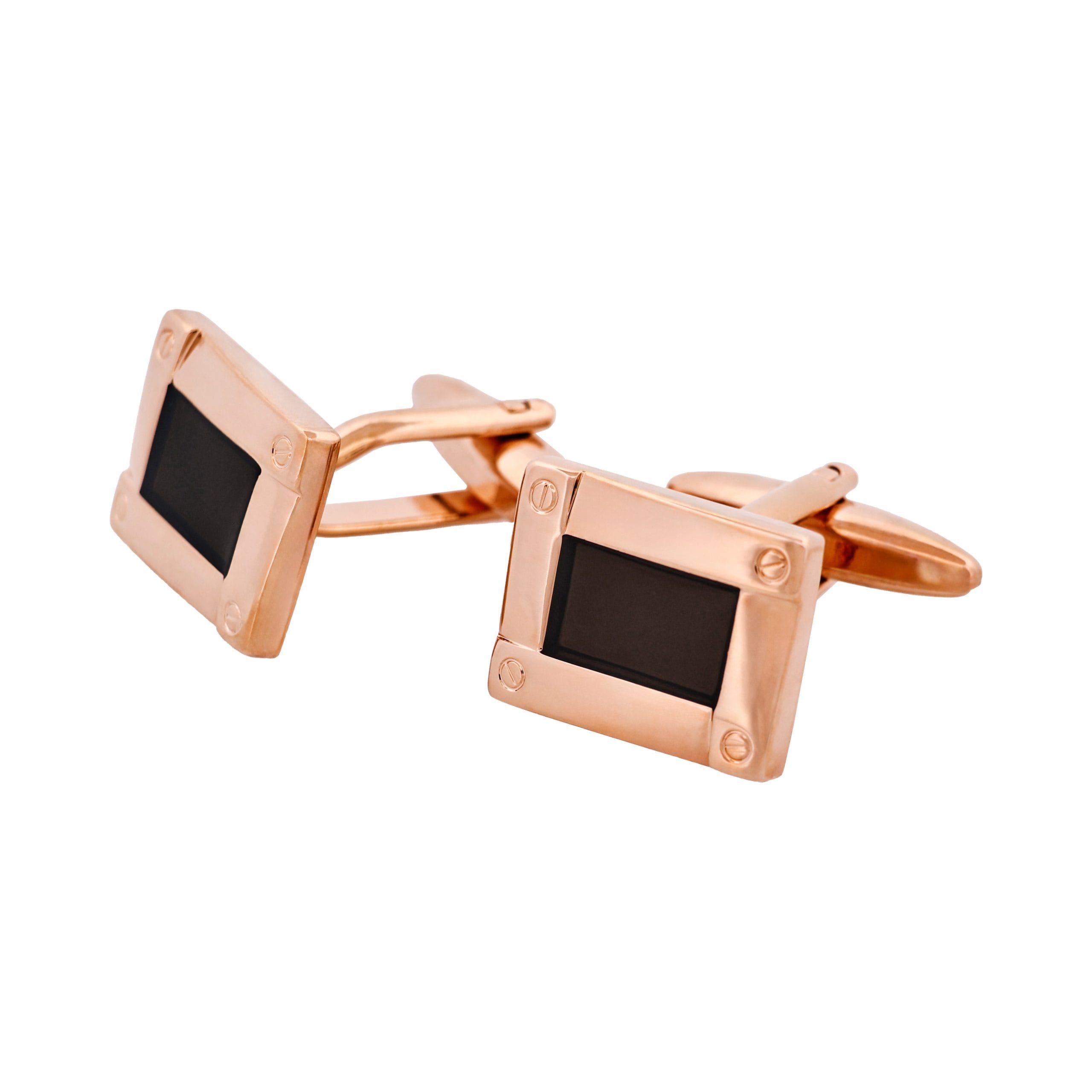 Rose Gold & Black Enamel Plated Cufflinks