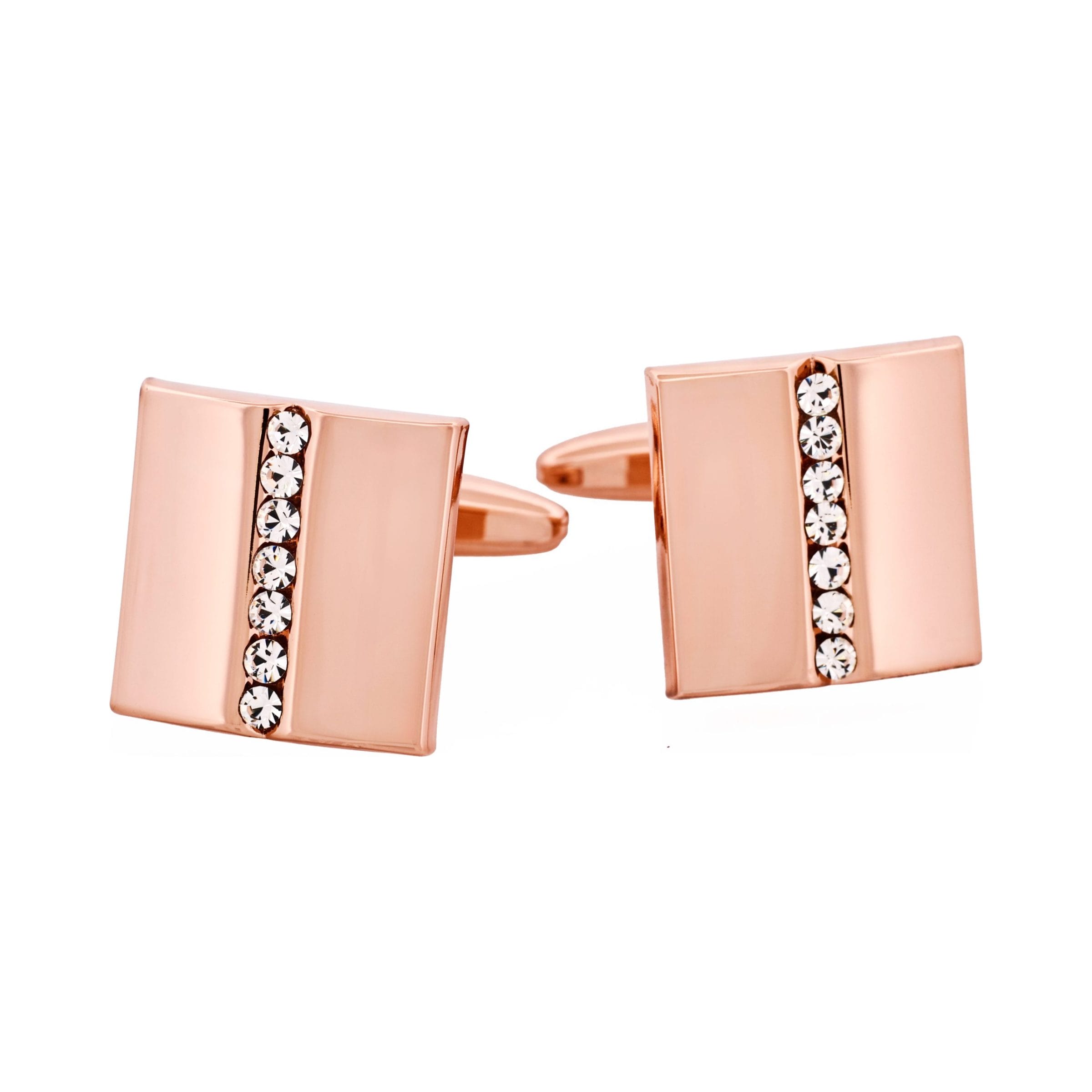 Polished Rose Gold Plated & Crystal Cufflinks