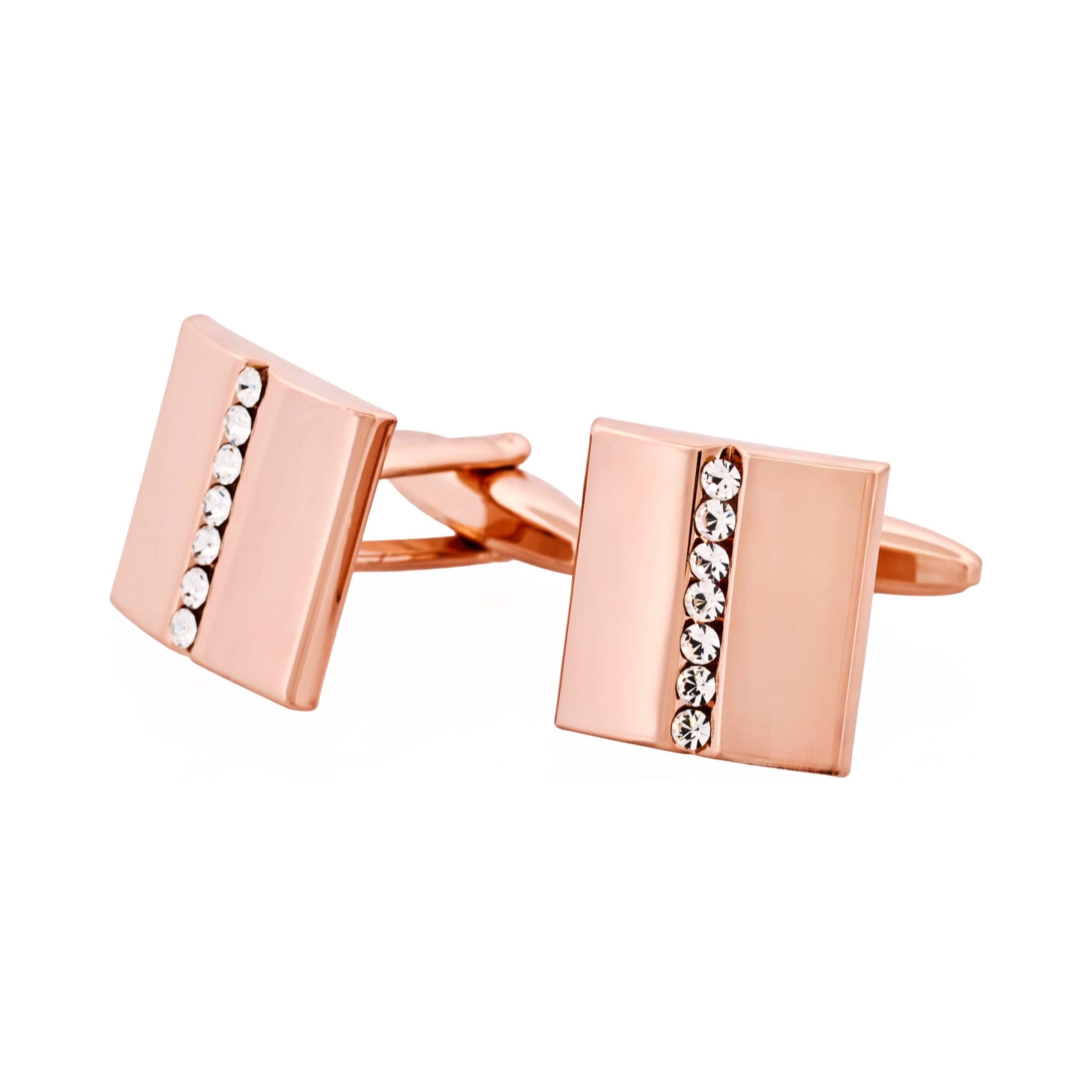 Polished Rose Gold Plated & Crystal Cufflinks