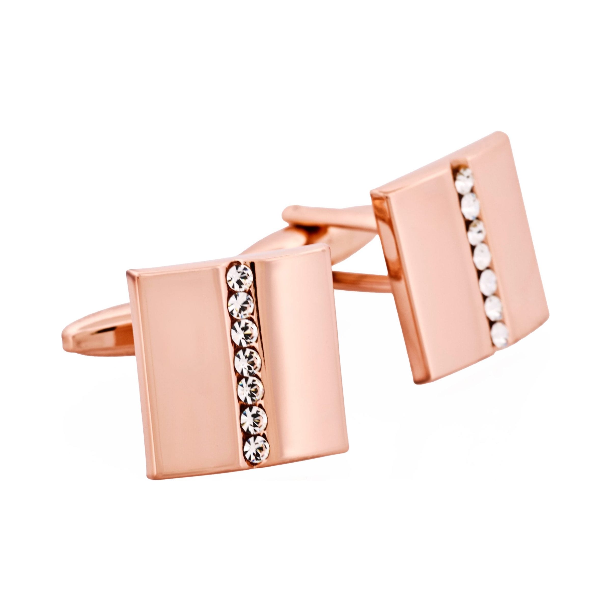 Polished Rose Gold Plated & Crystal Cufflinks