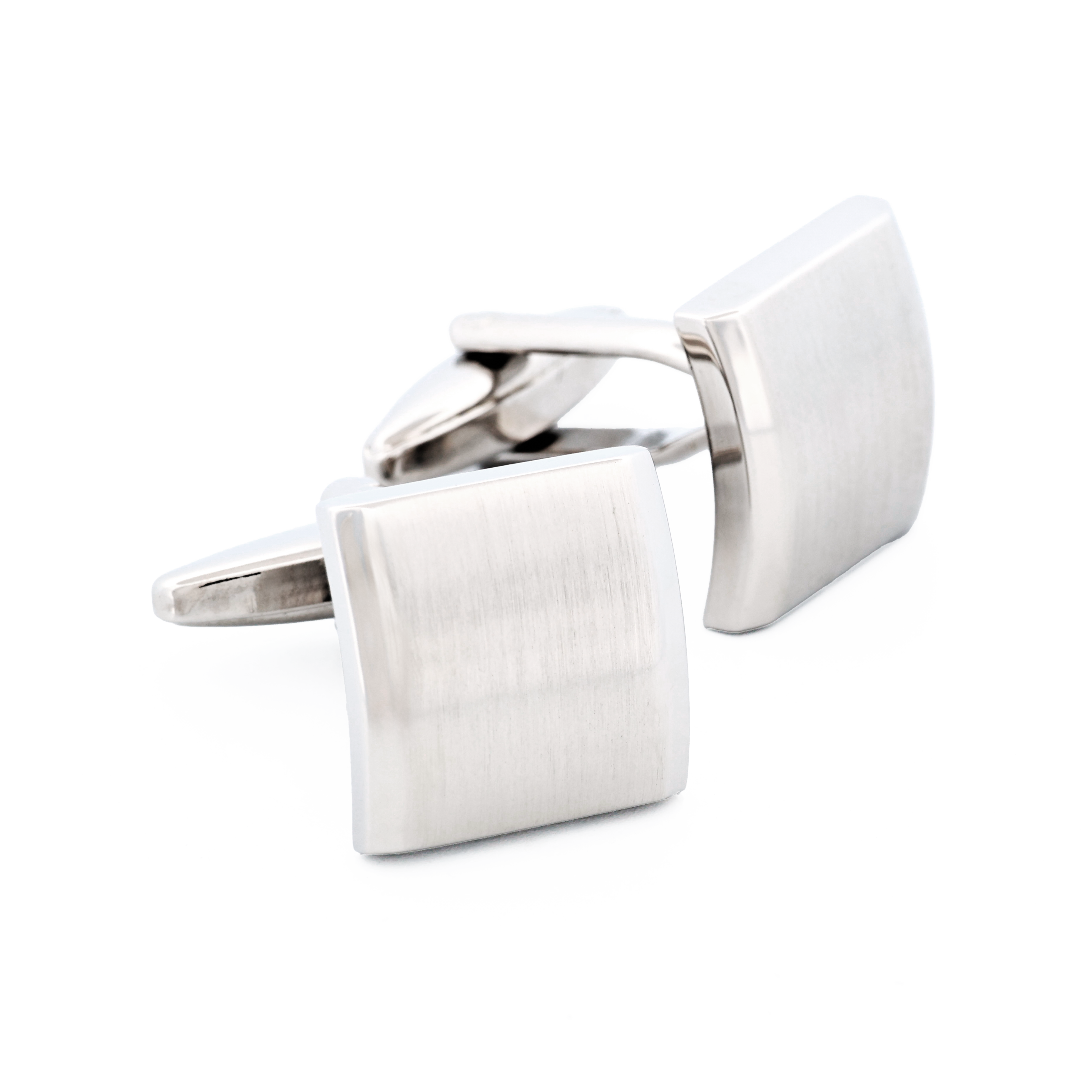 Rhod Brush Rhodium Cufflinks