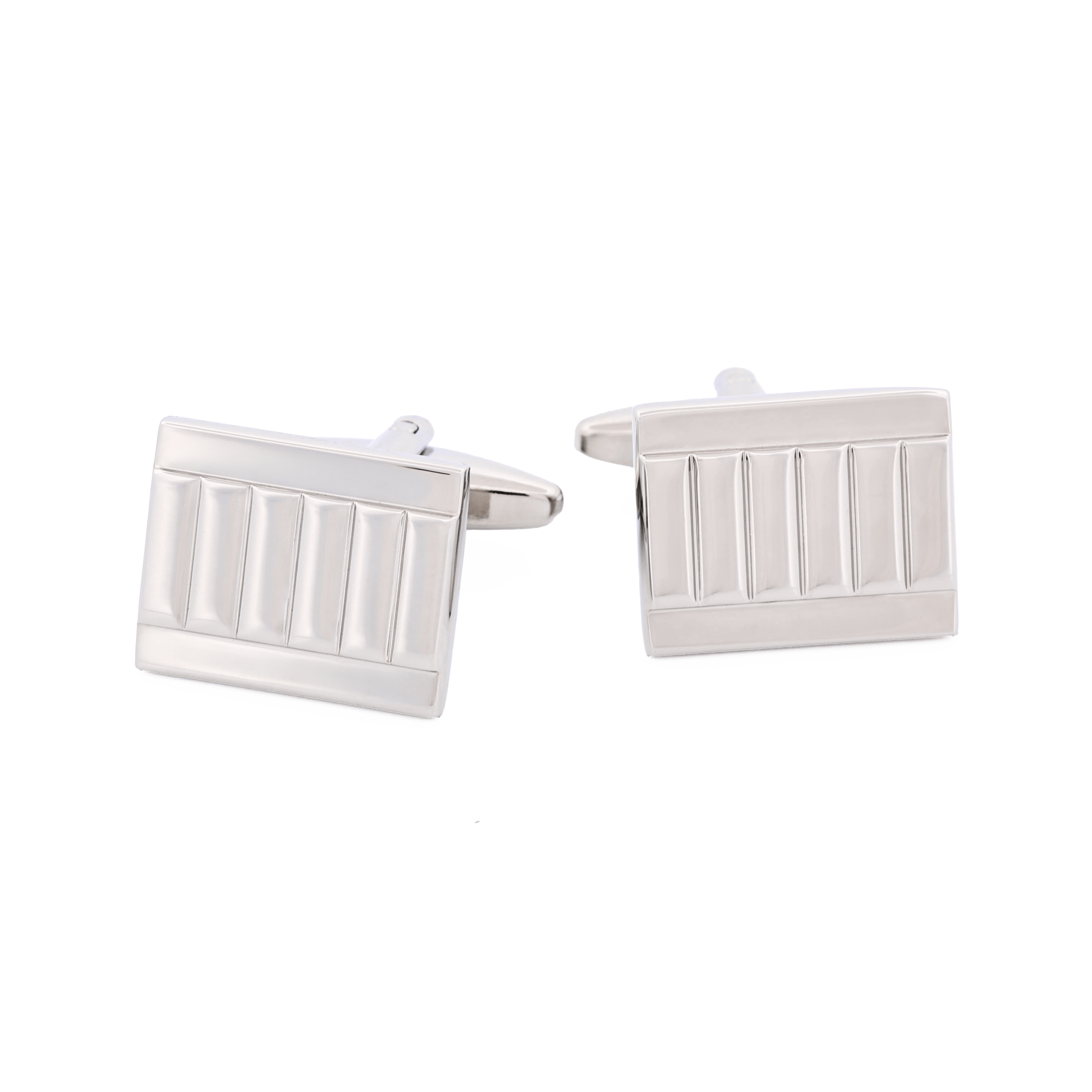 Rhodium Plated Striped Cufflinks