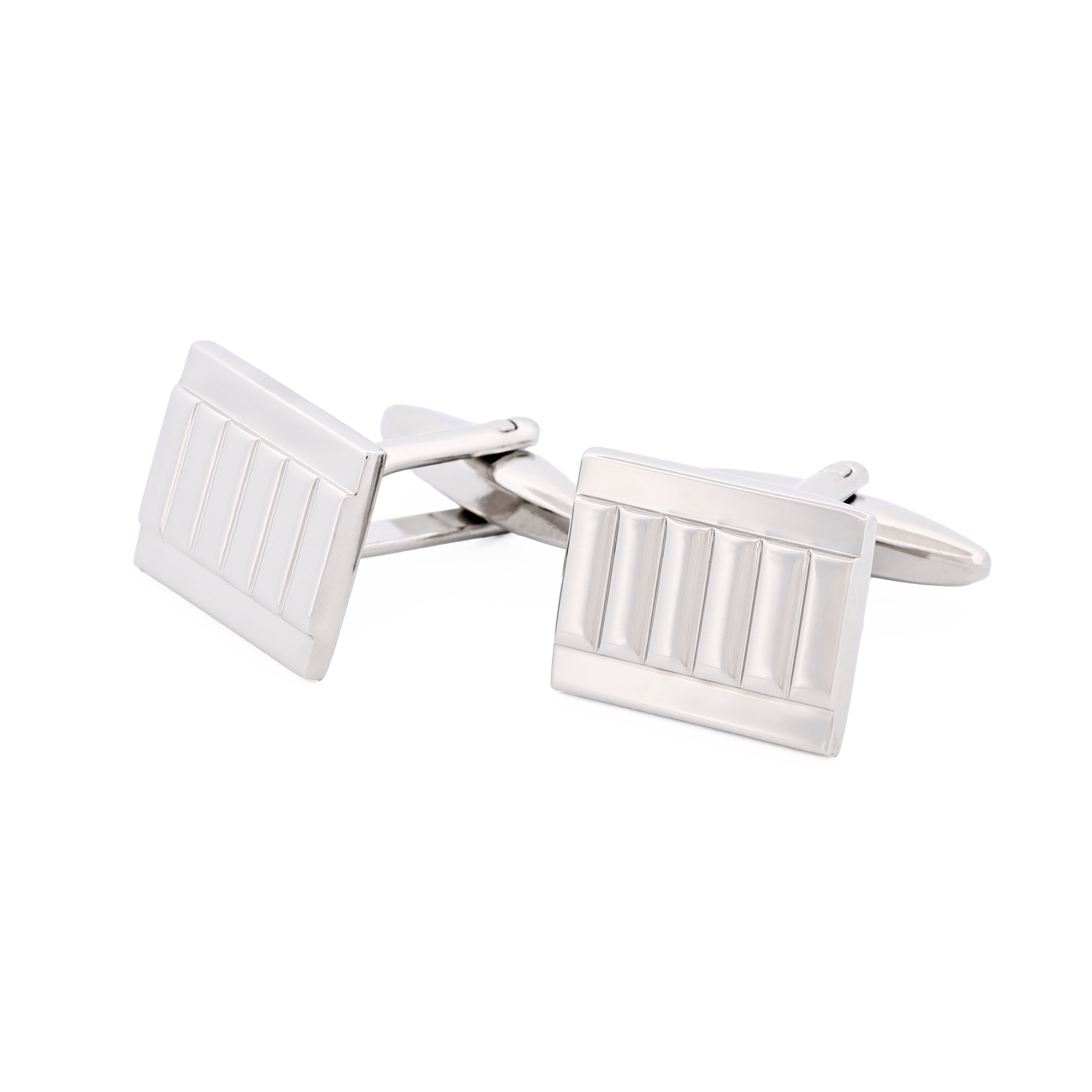 Rhodium Plated Striped Cufflinks