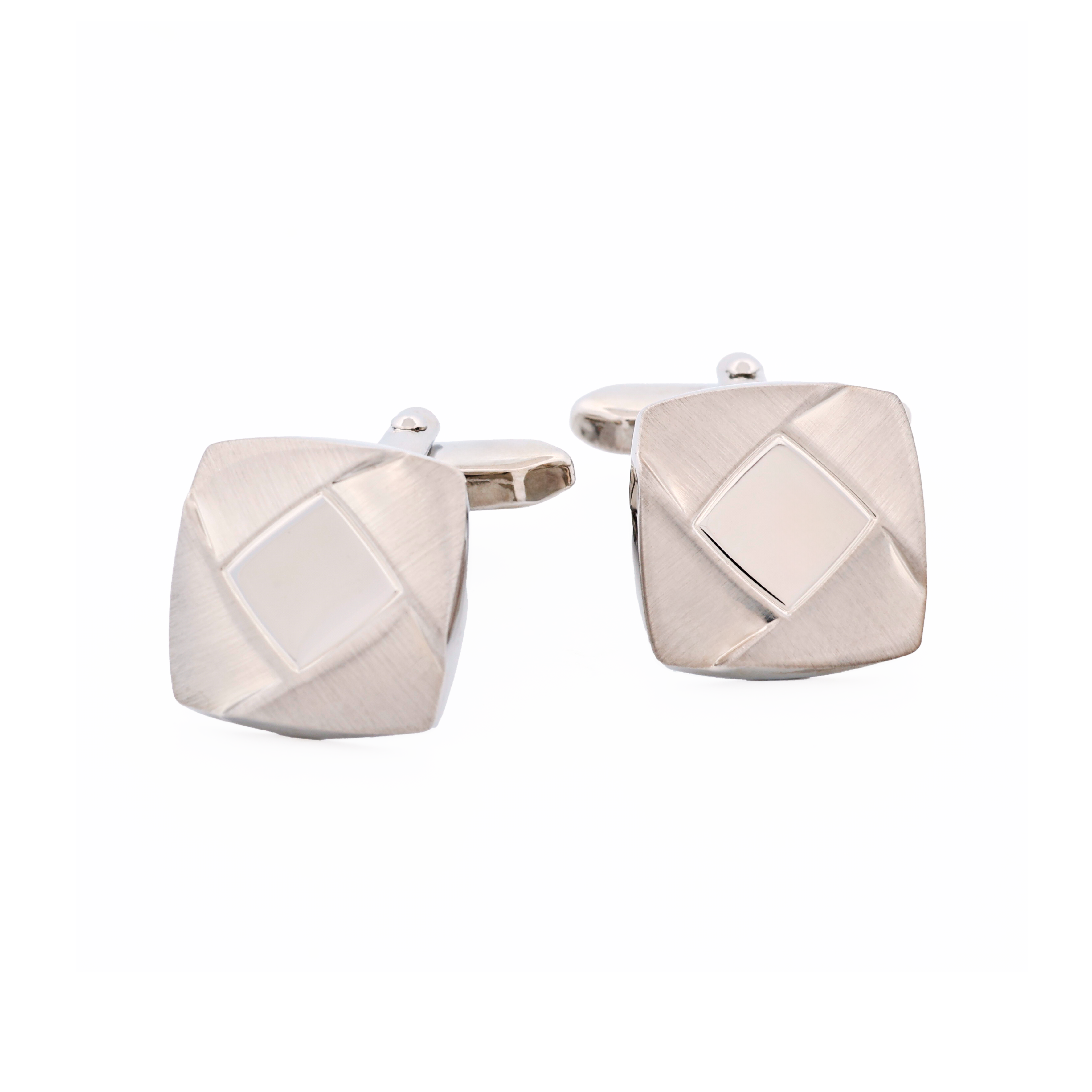 Rhod Brush Rhodium Cufflinks