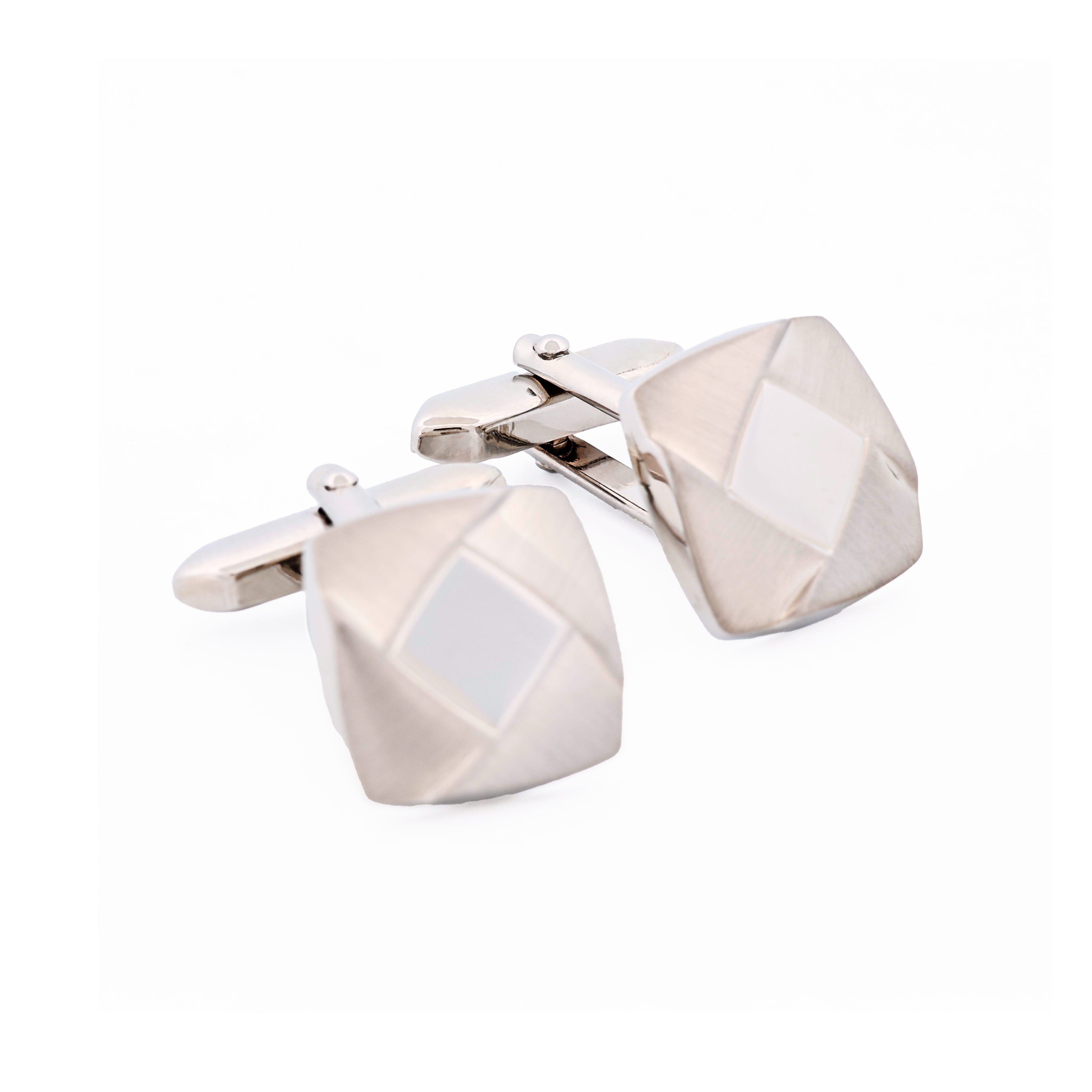 Rhod Brush Rhodium Cufflinks