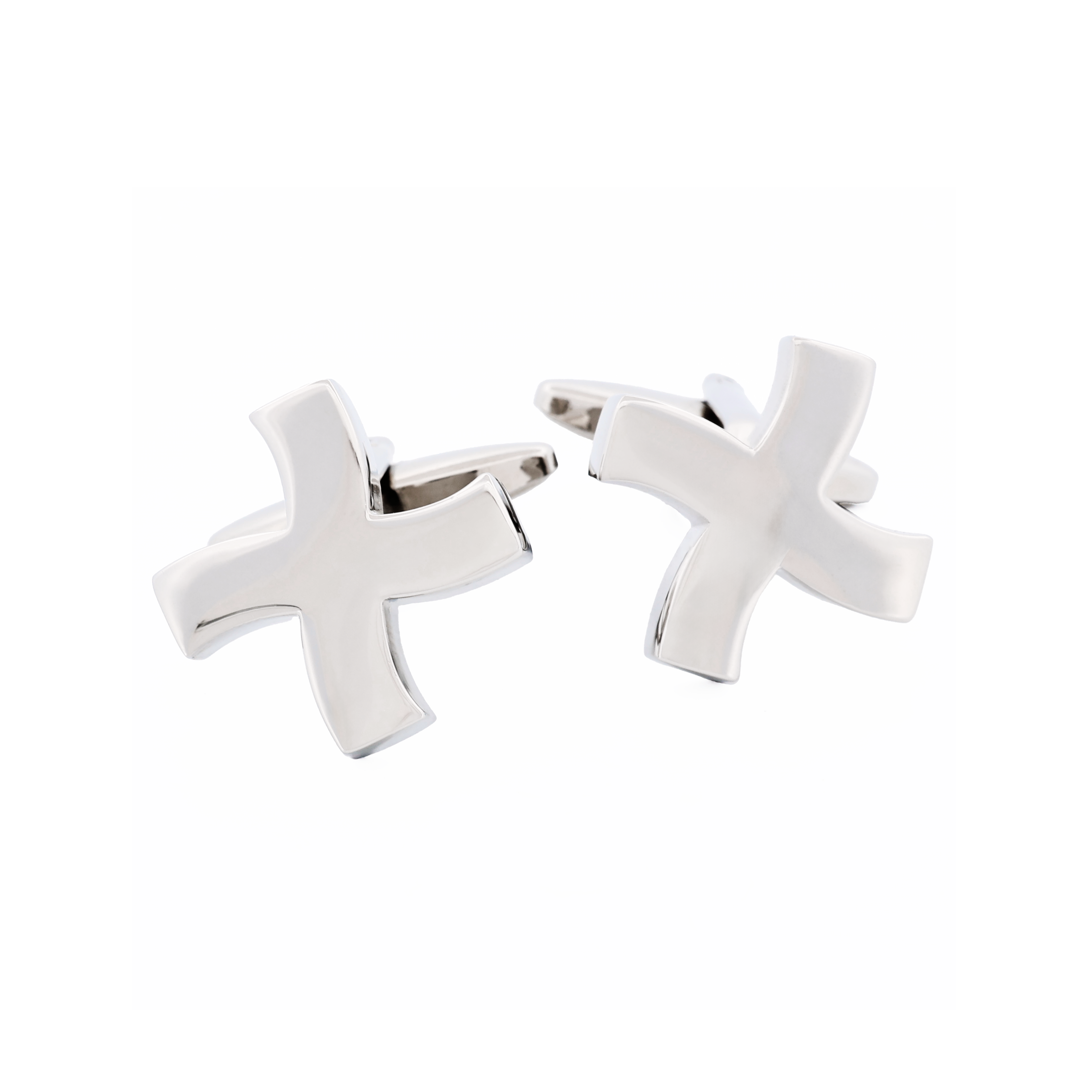 Rhodium Cross Cufflinks