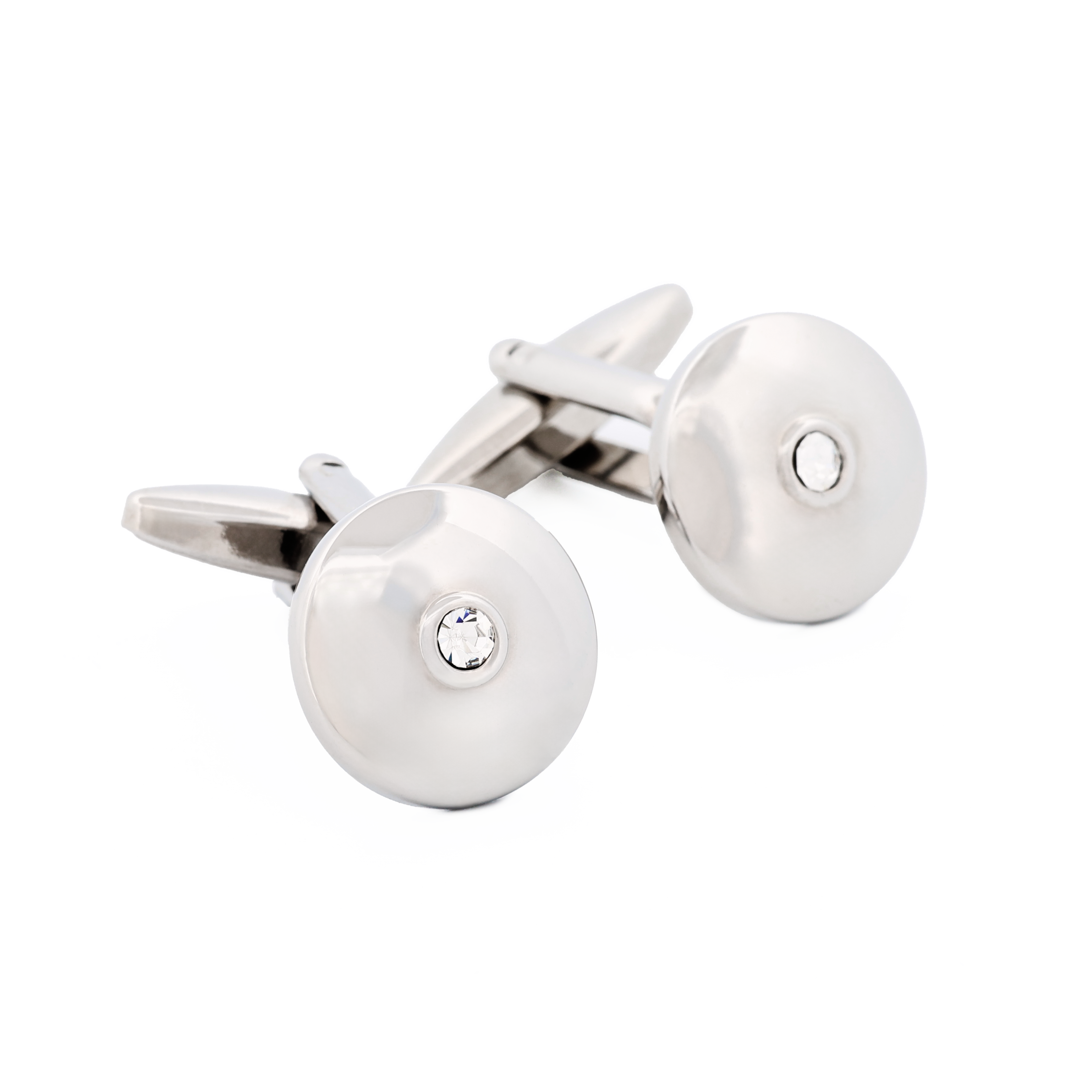 Rhodium Plated Crystal Cufflinks