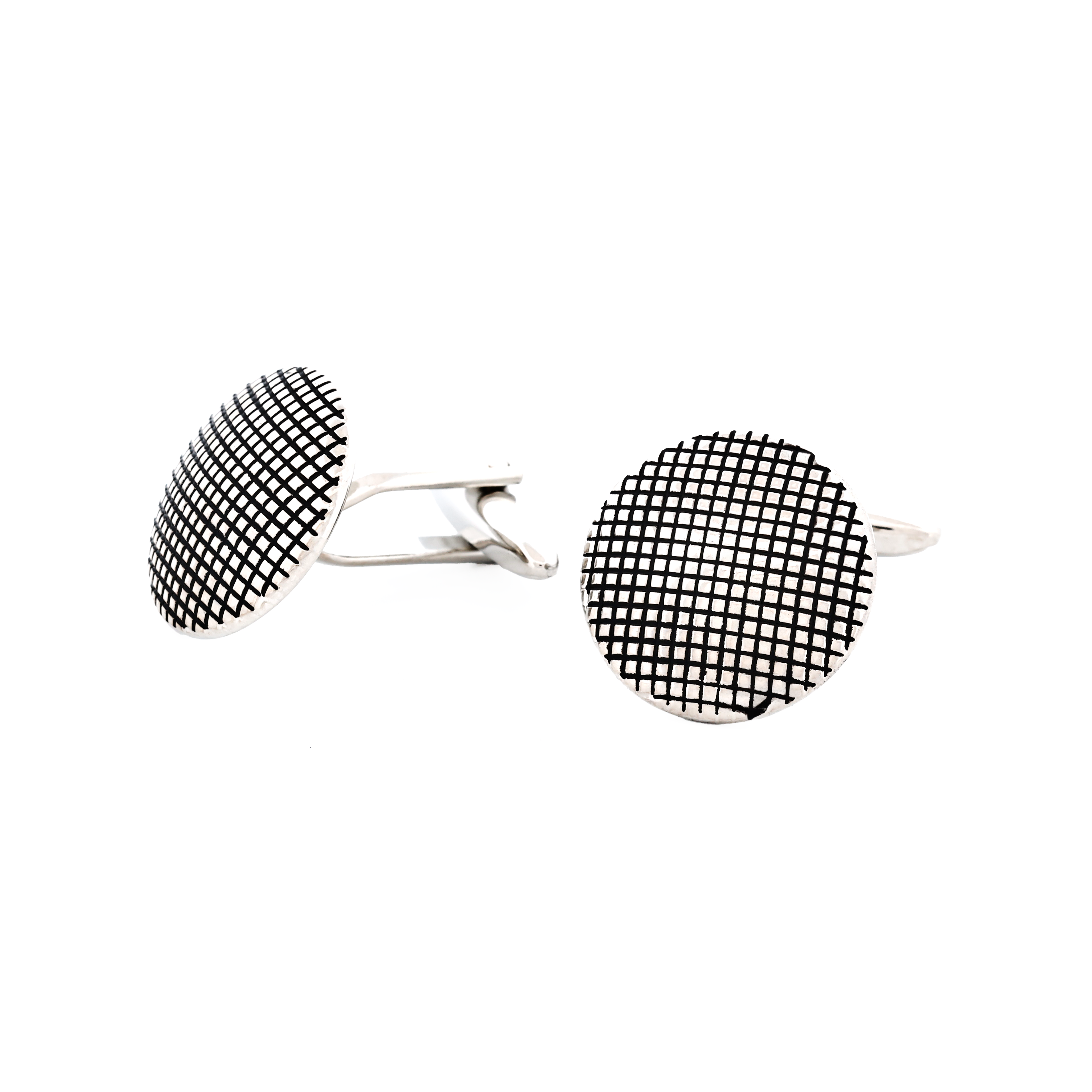 Antique Rhodium Round Cufflinks