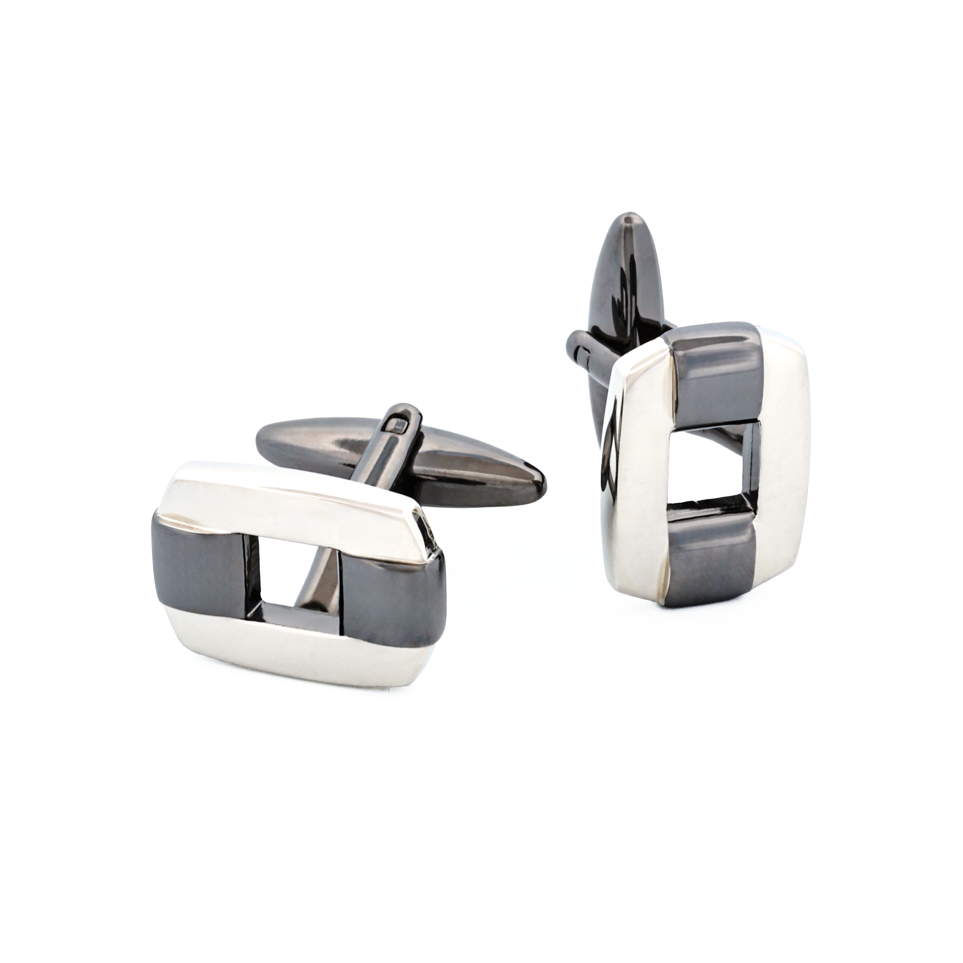 Gun Metal & Rhodium Cutout Cufflinks