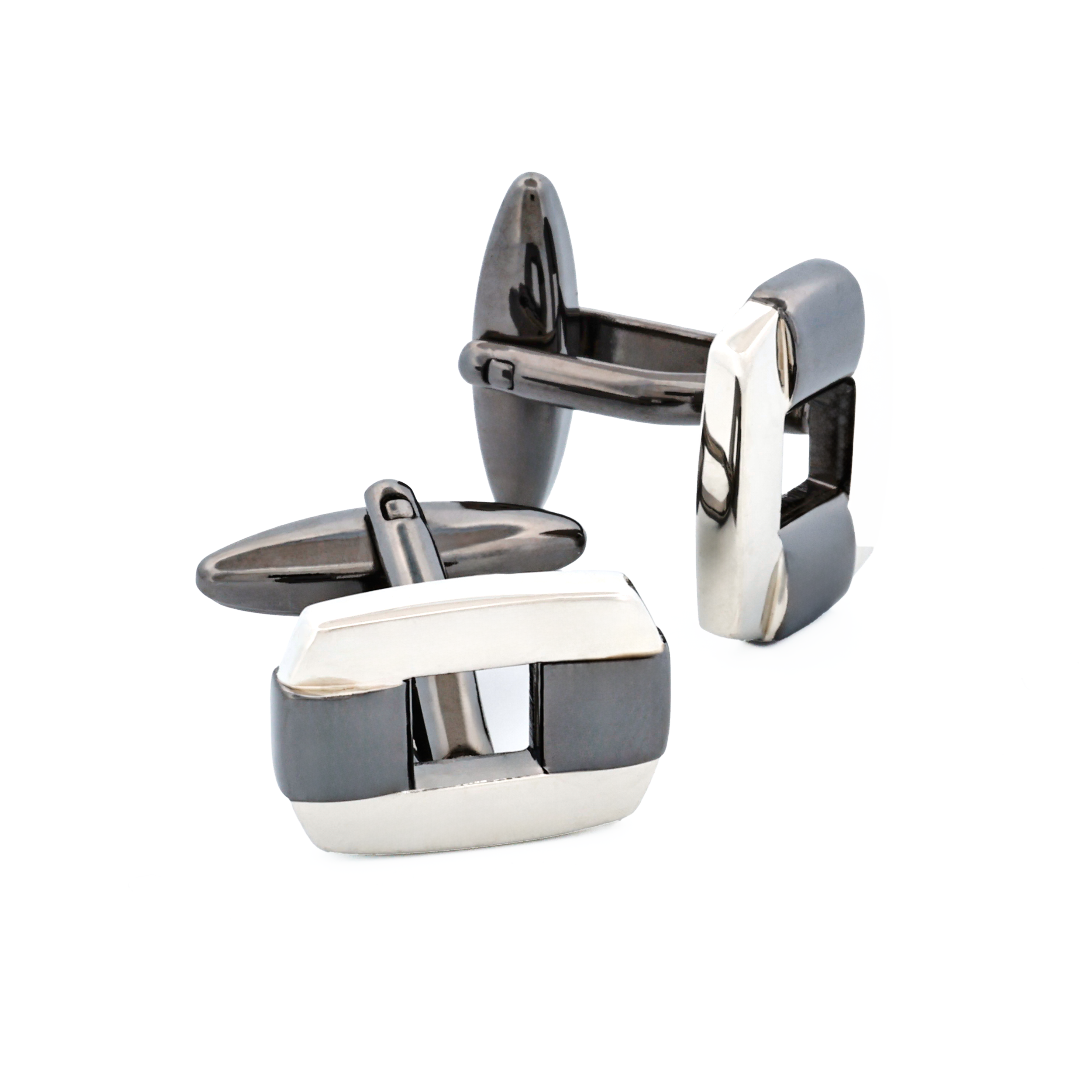 Gun Metal & Rhodium Cutout Cufflinks