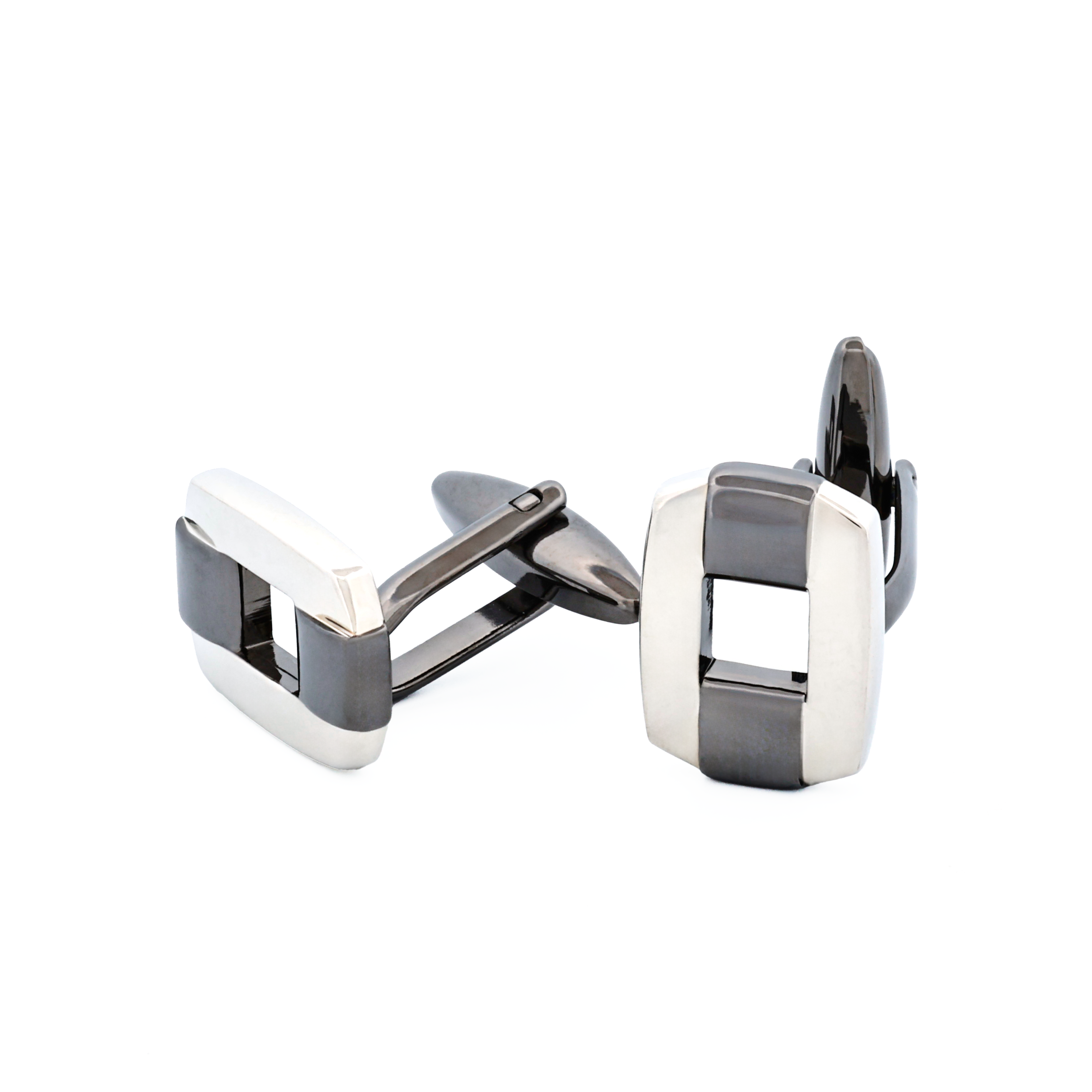 Gun Metal & Rhodium Cutout Cufflinks