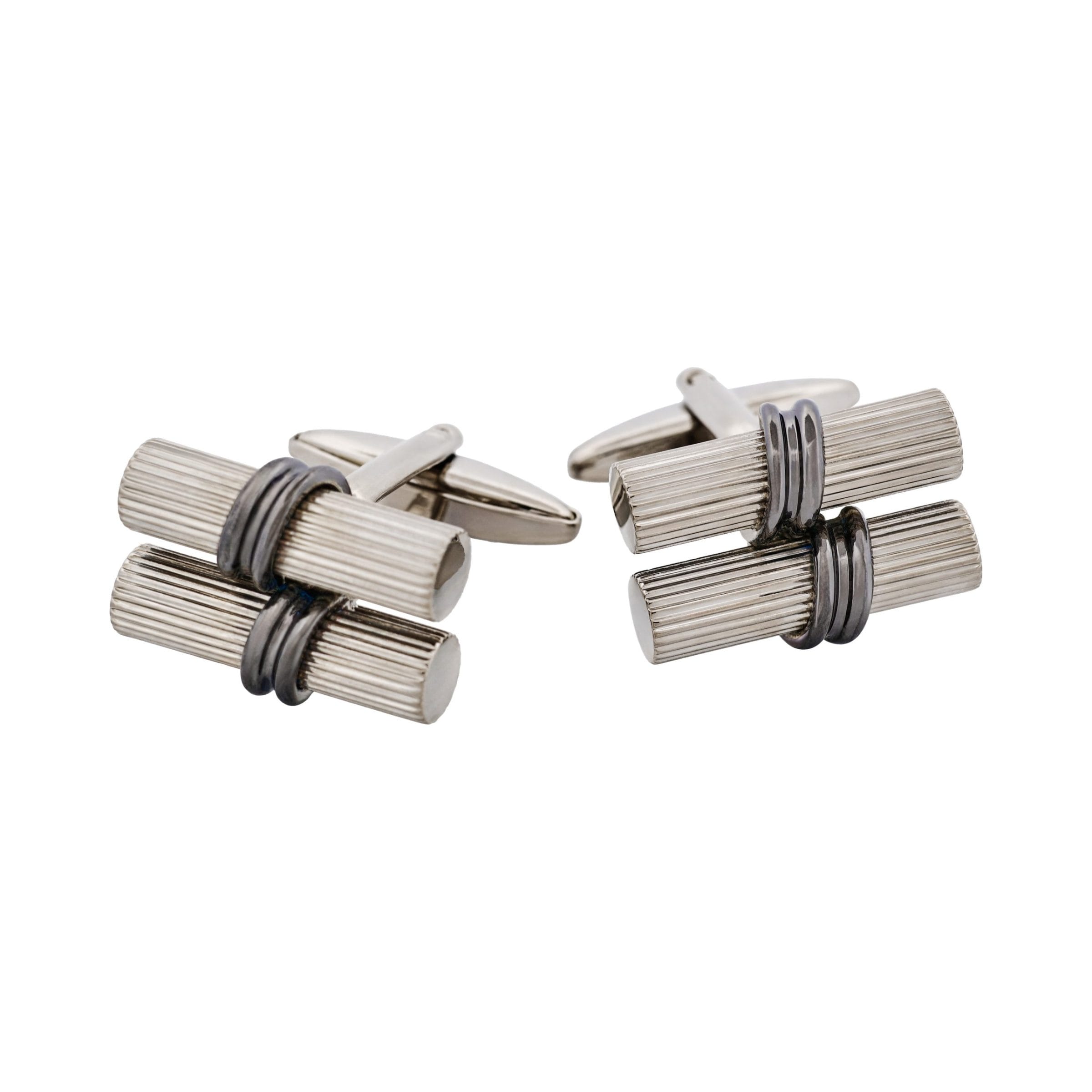 Rhodium & Gun Metal Plated Scroll Cufflinks