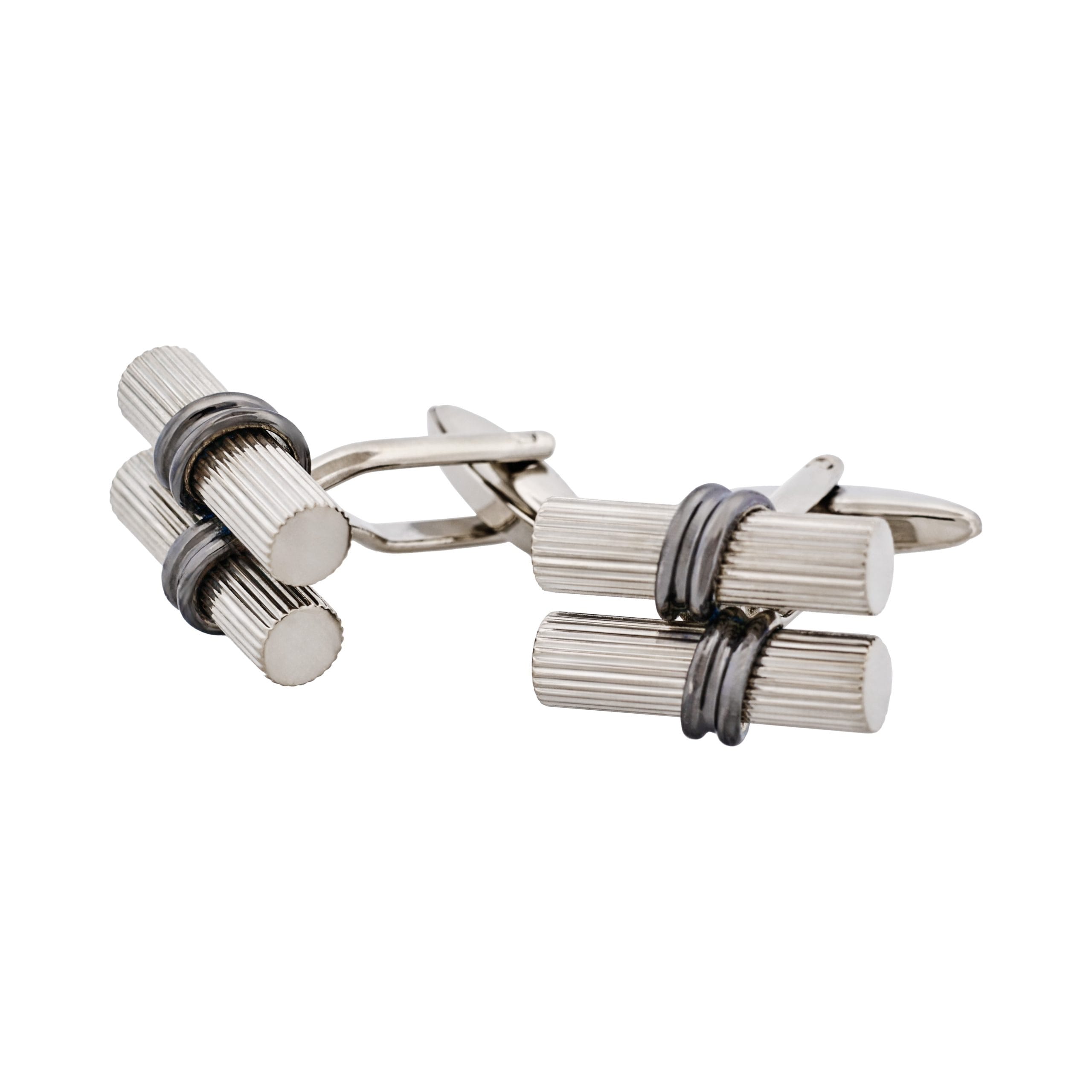 Rhodium & Gun Metal Plated Scroll Cufflinks