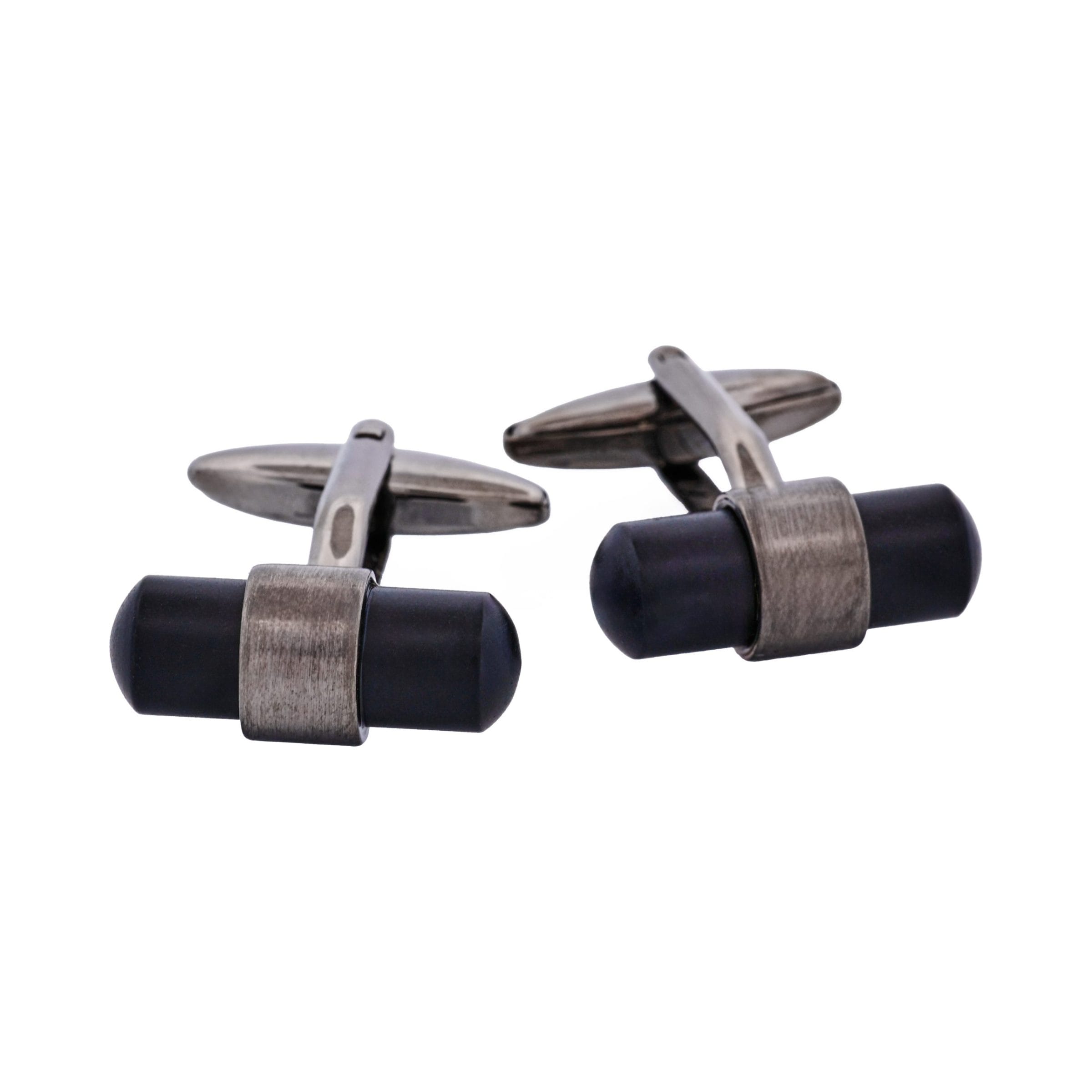 Brushed Gun Metal & Matt Black T-Bar Cufflinks