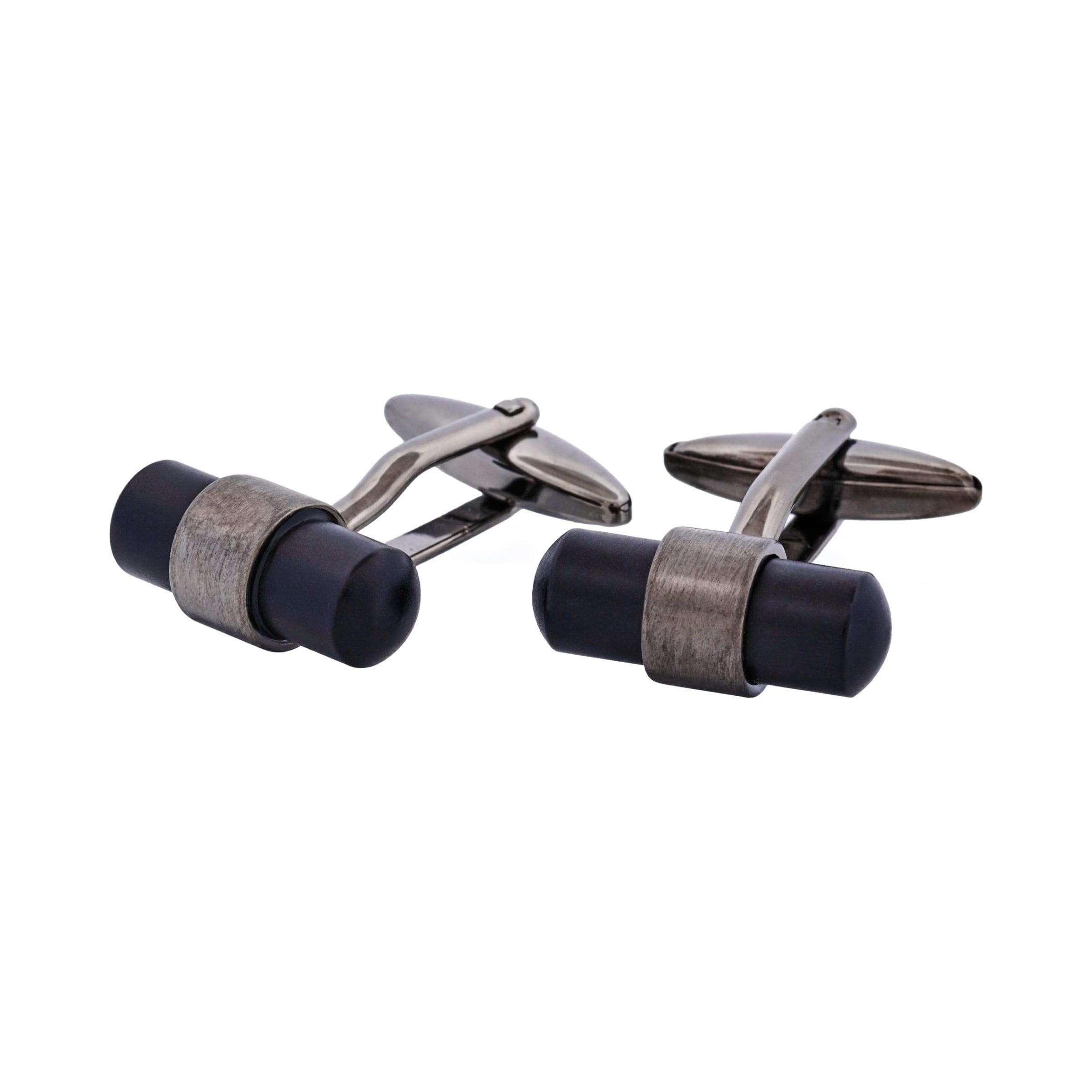 Brushed Gun Metal & Matt Black T-Bar Cufflinks