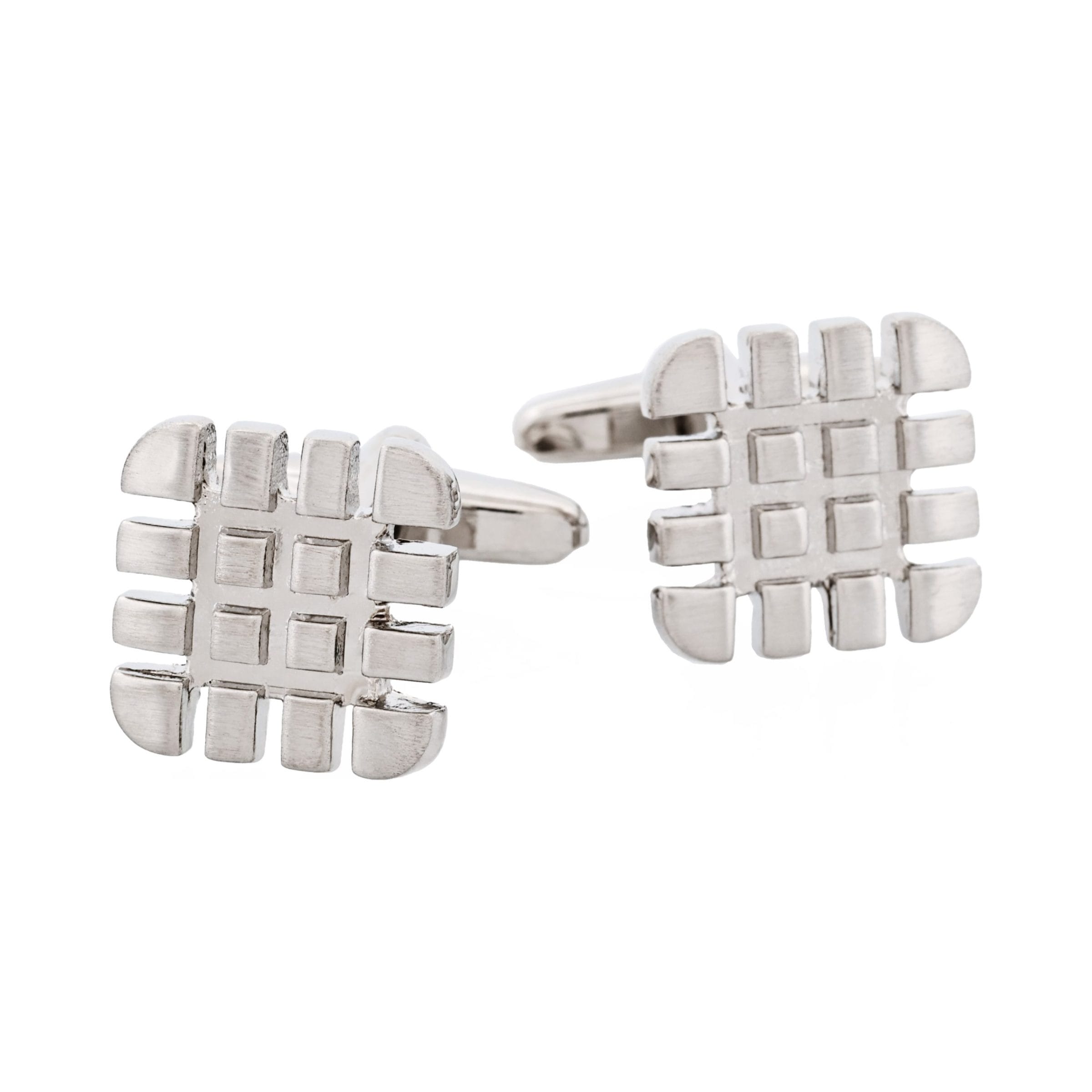 Brushed Rhodium Tyre Tread Cufflinks