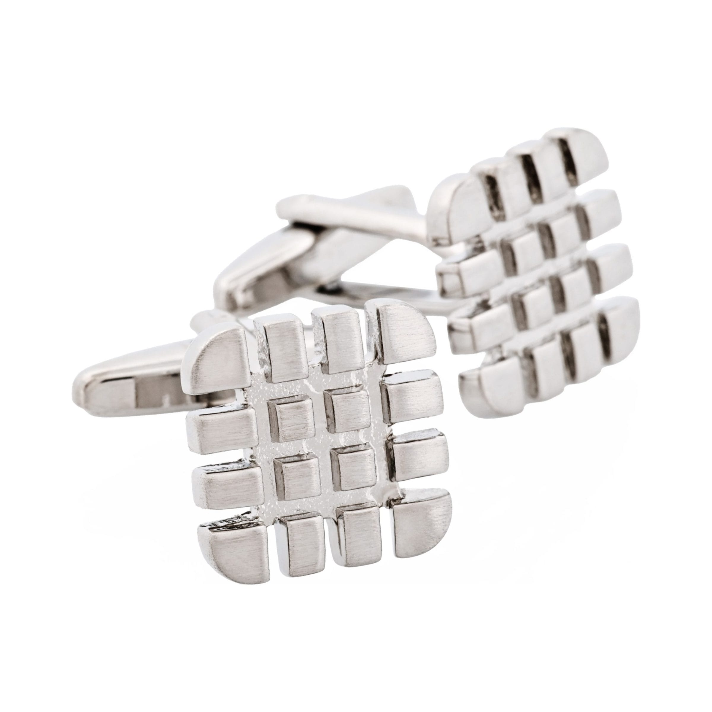 Brushed Rhodium Tyre Tread Cufflinks