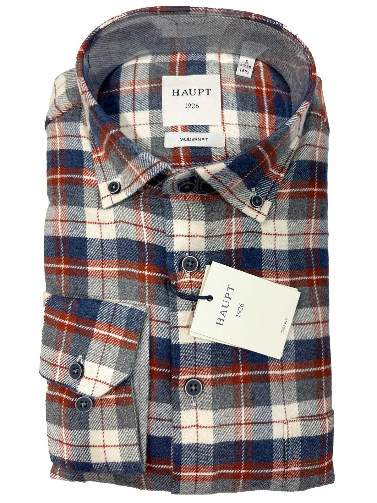 2414-73  https://harrysformenswear.com.au/products/2414-73  For almost a century, Haupt Fashion Group has been producing quality and creative textiles. Our collections are designed for quality and comfort, resulting in unique details. Well-known worldwide, we now deliver to Harrys. All Cotton Flanell Check Designed in Europe Modern Fit Chest Pocket
