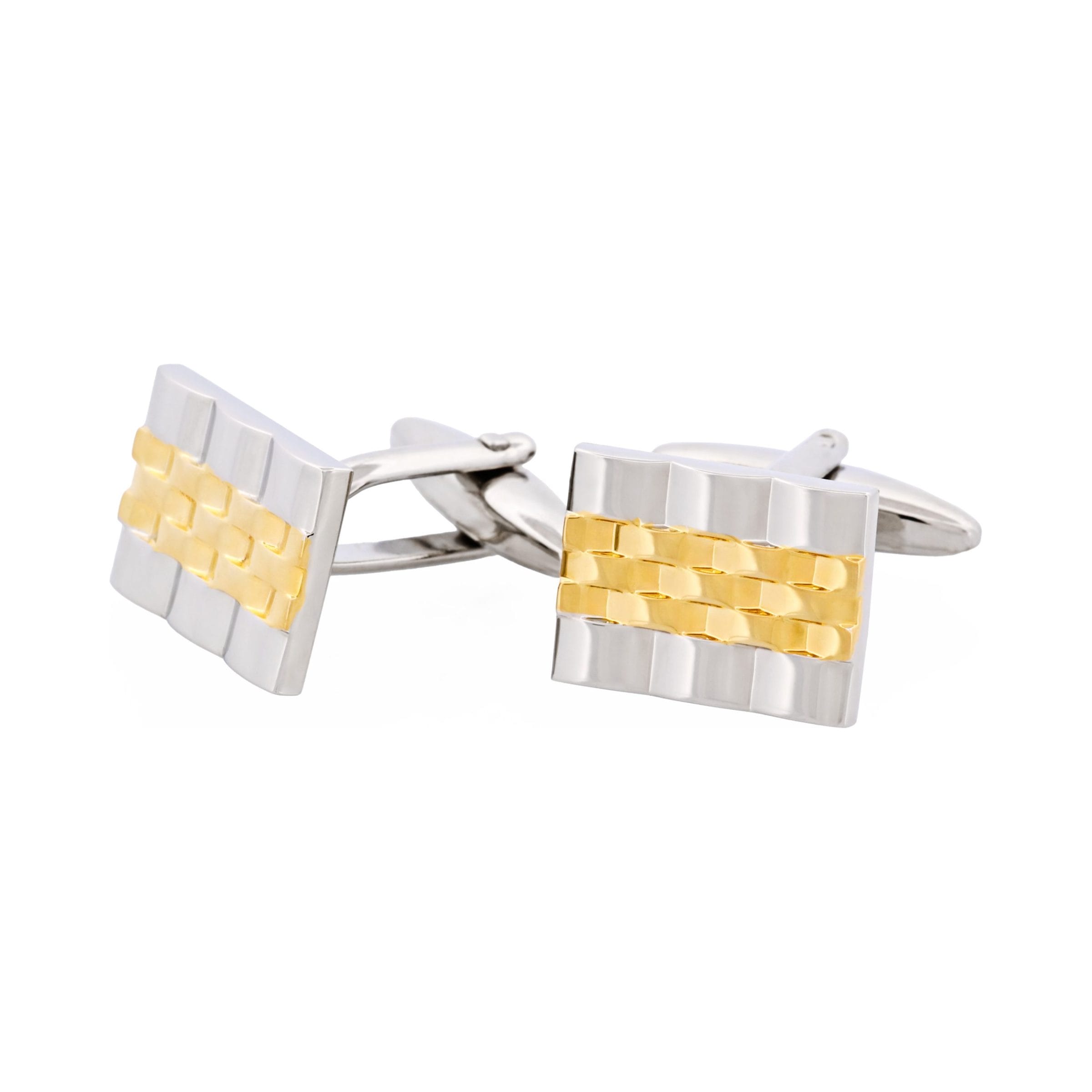 Rhodium & Gold Plated Watchband Patterned Cufflinks