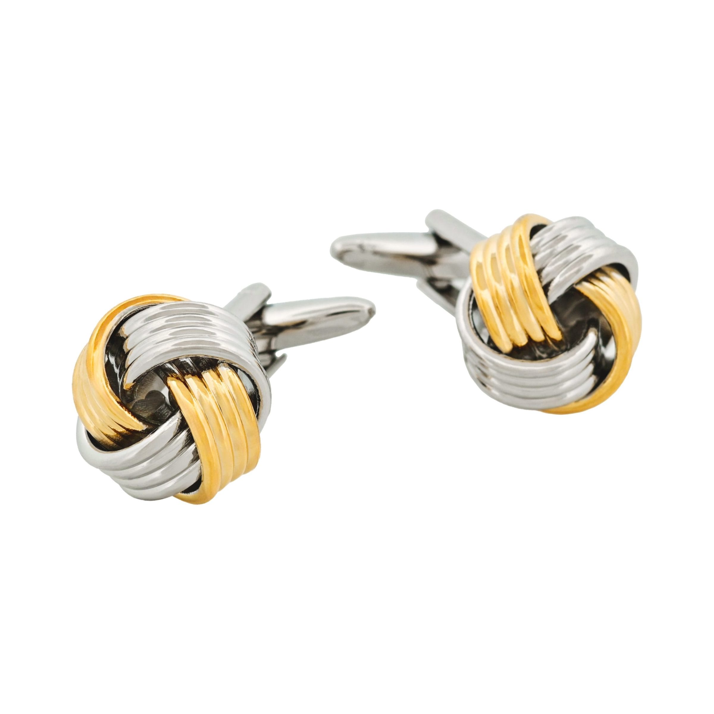 Rh & Gold Plated Knot Cufflinks 242-11