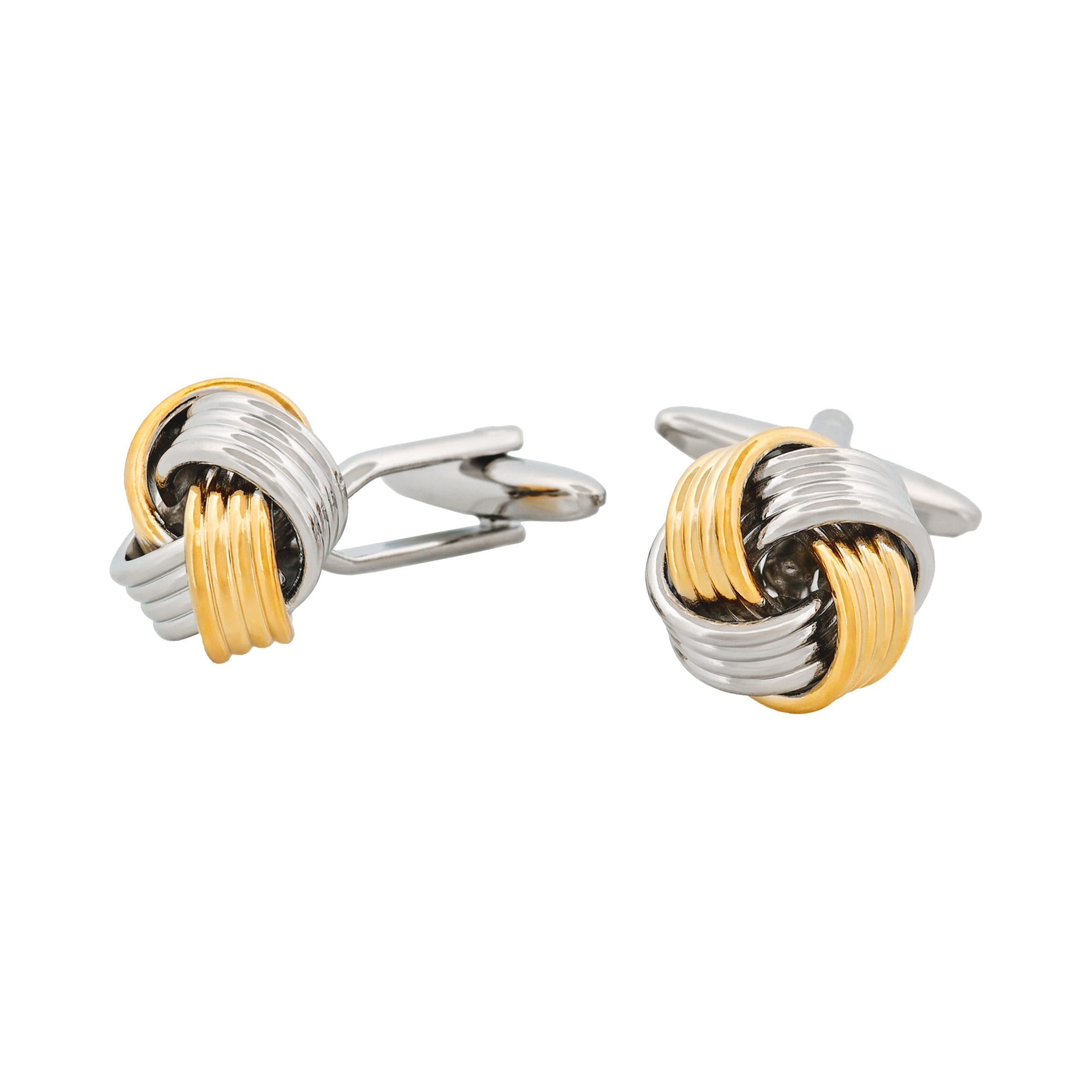 Rh & Gold Plated Knot Cufflinks 242-11