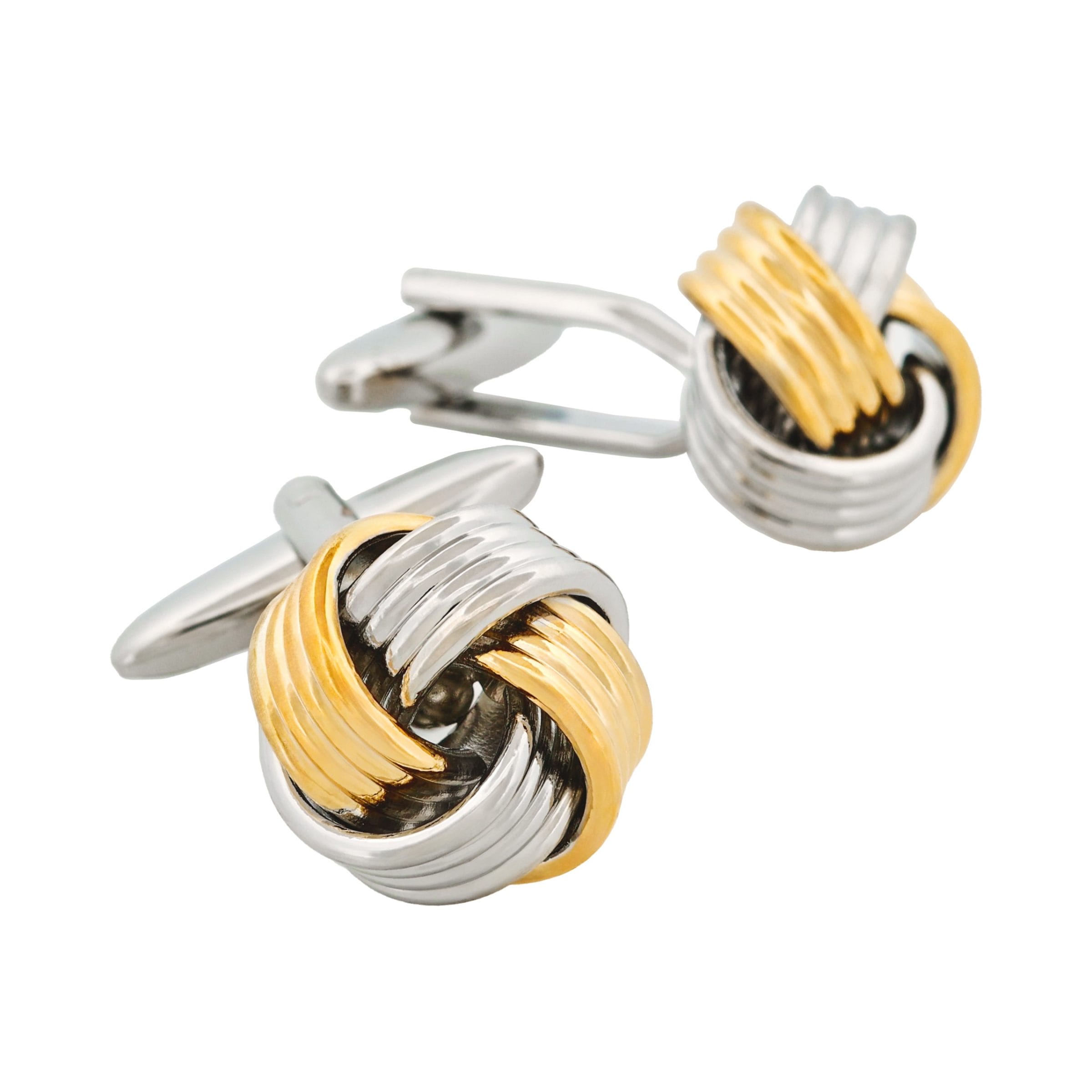 Rh & Gold Plated Knot Cufflinks 242-11