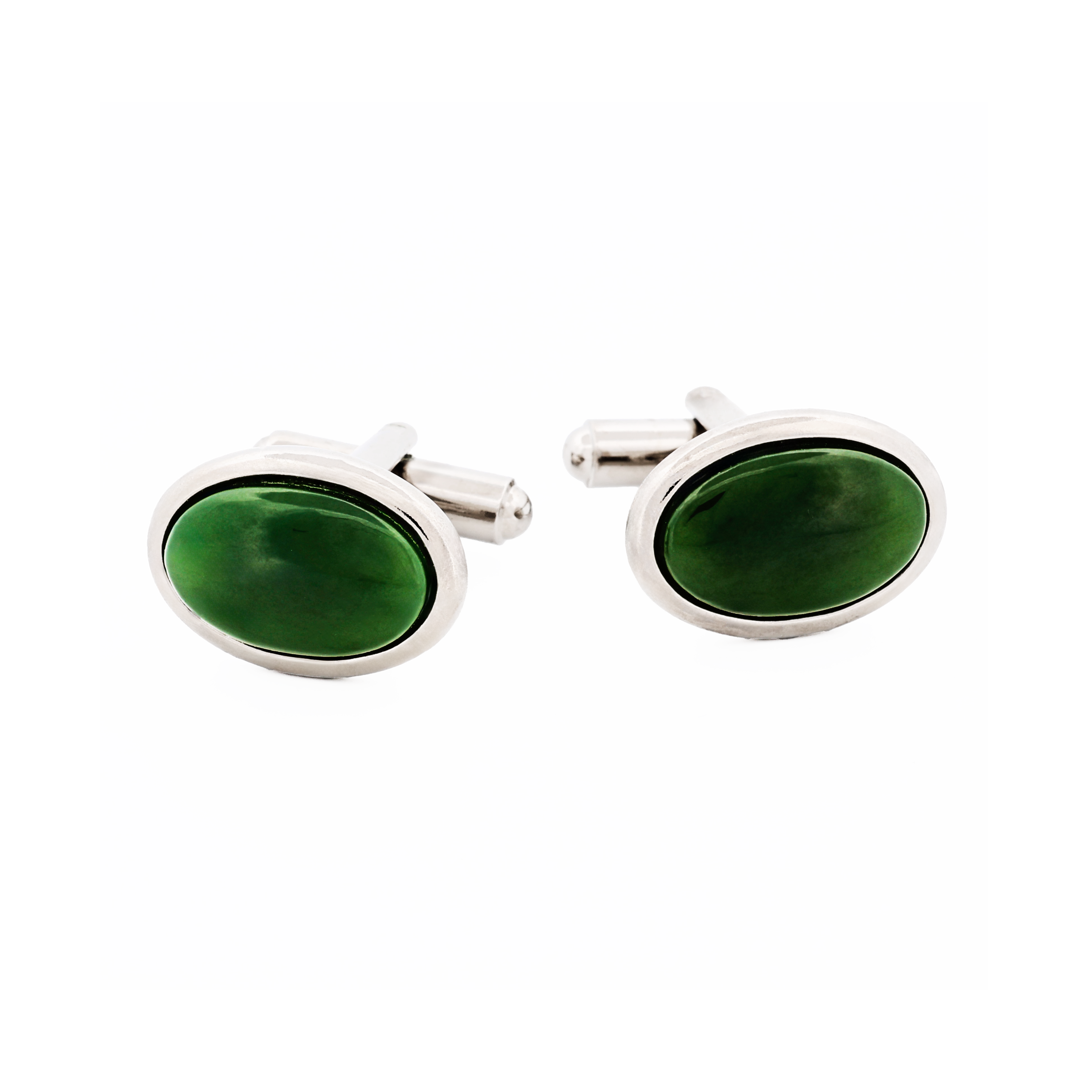 Jade Rhodium Plated Cufflinks