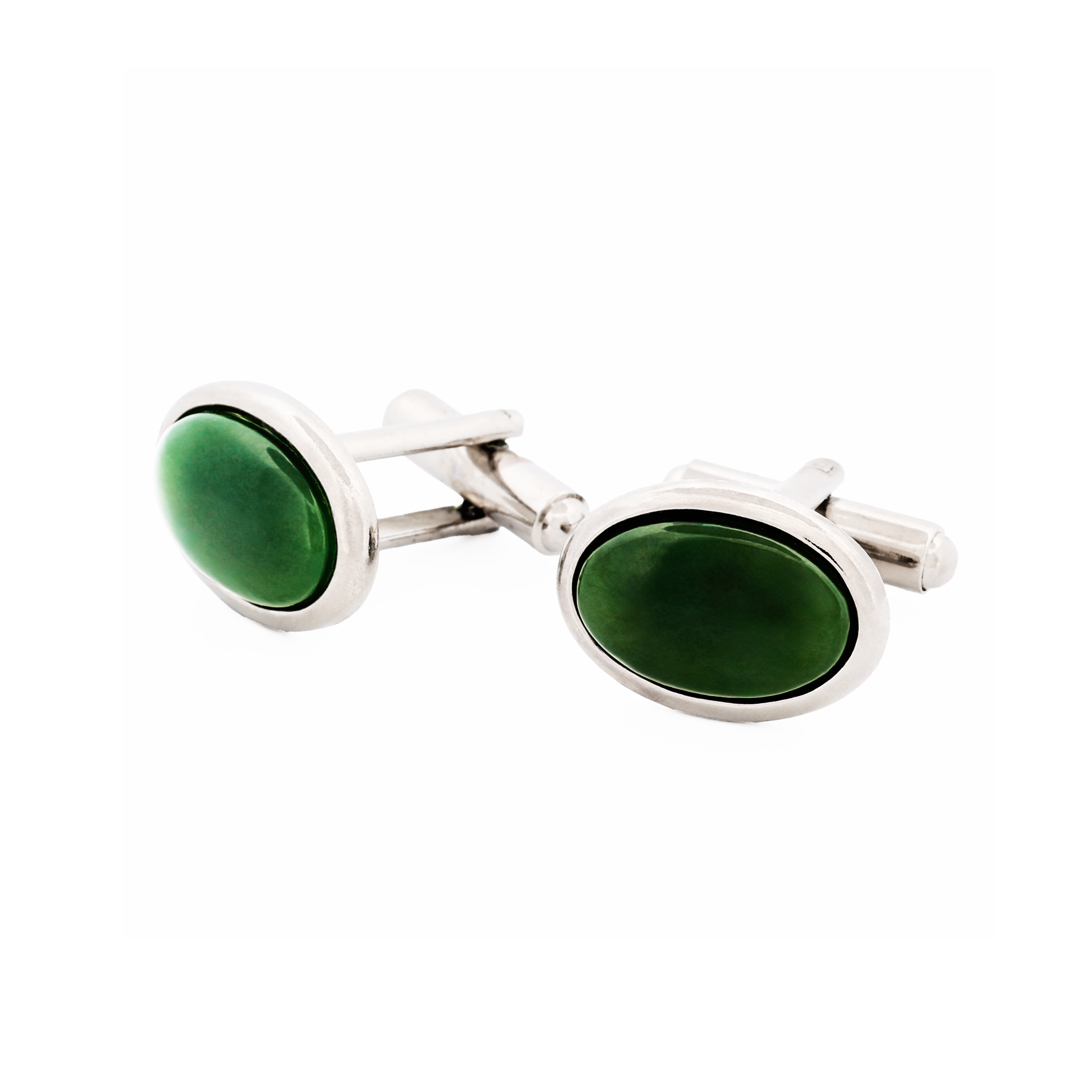 Jade Rhodium Plated Cufflinks