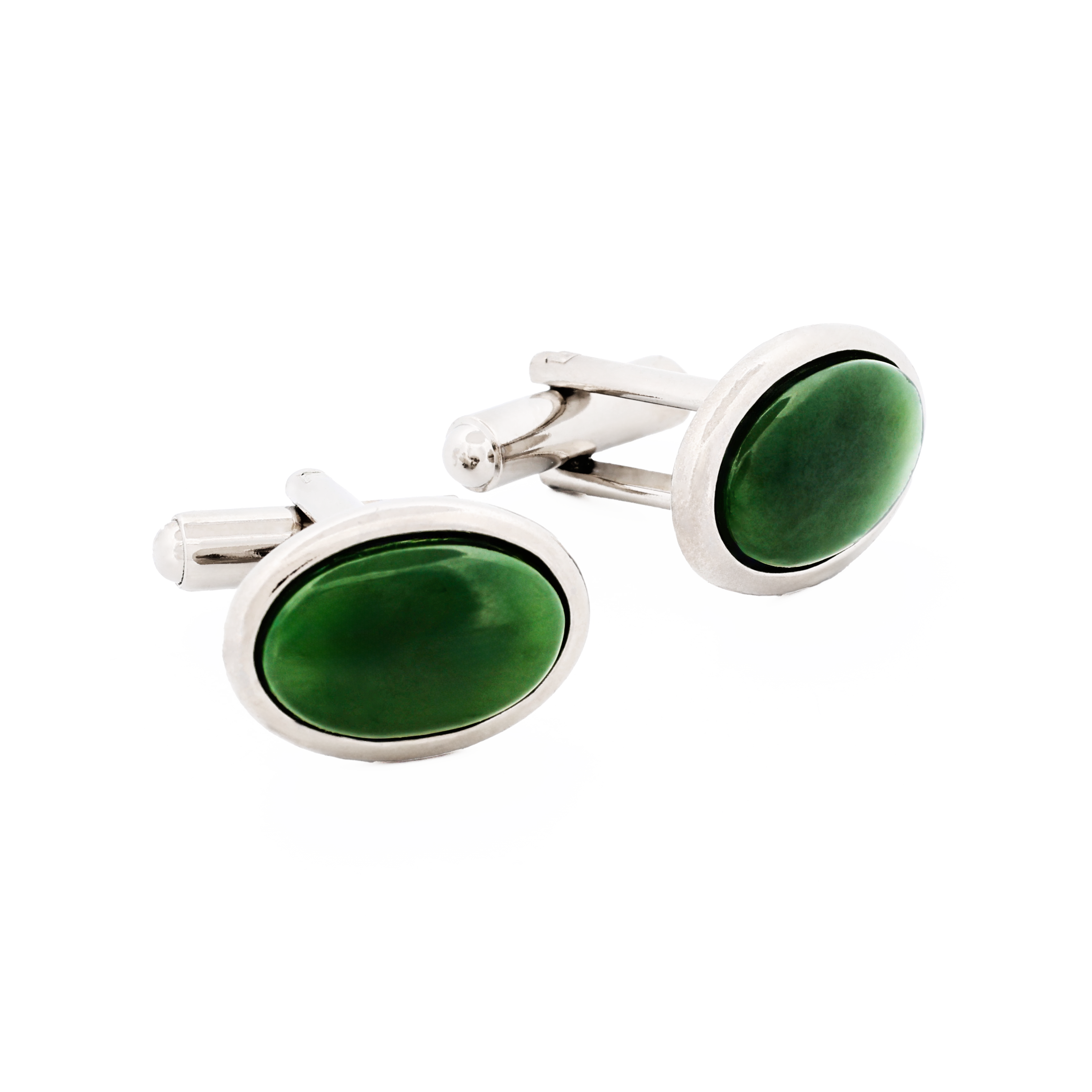 Jade Rhodium Plated Cufflinks