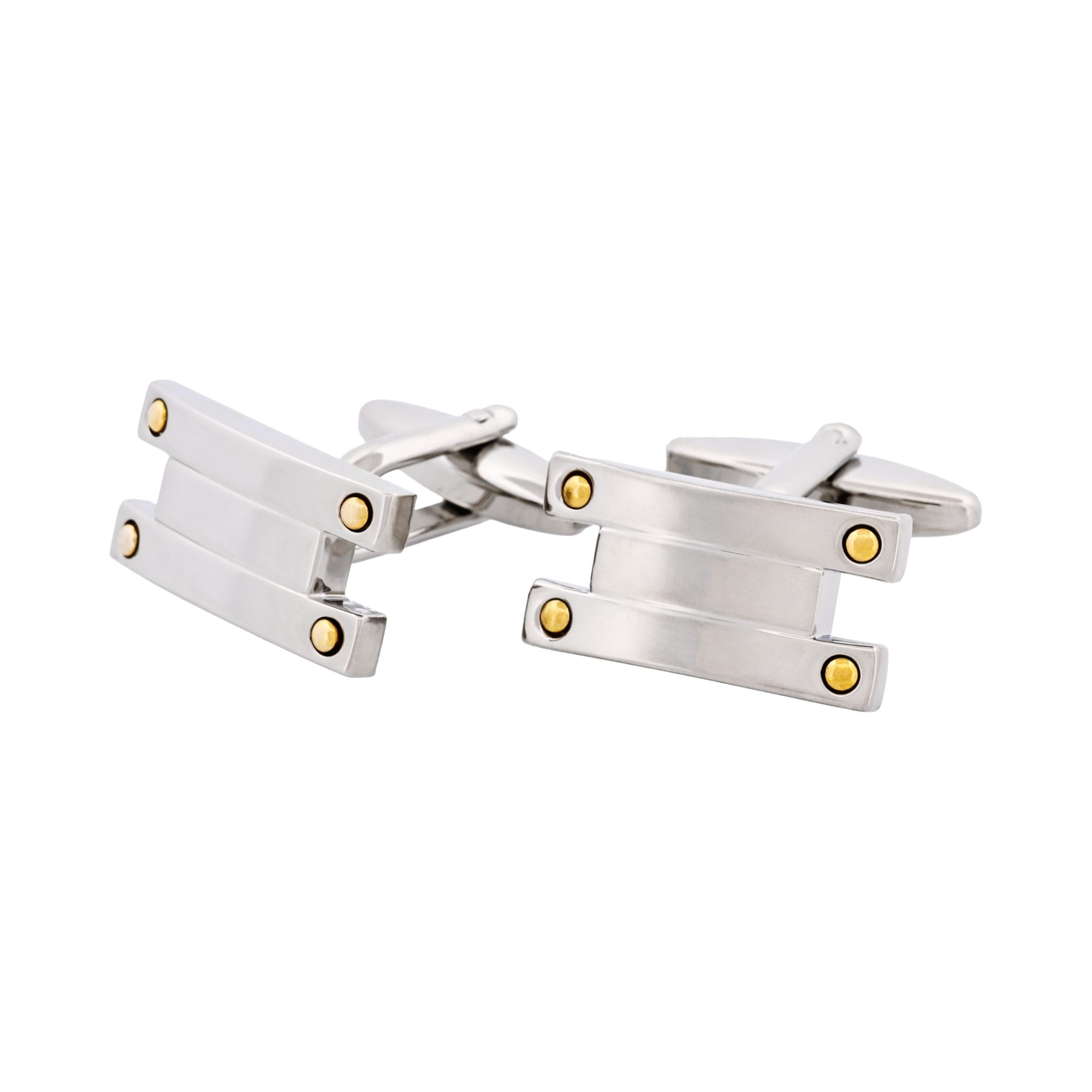 Brushed Rhodium & Gold Screw Plated Cufflinks