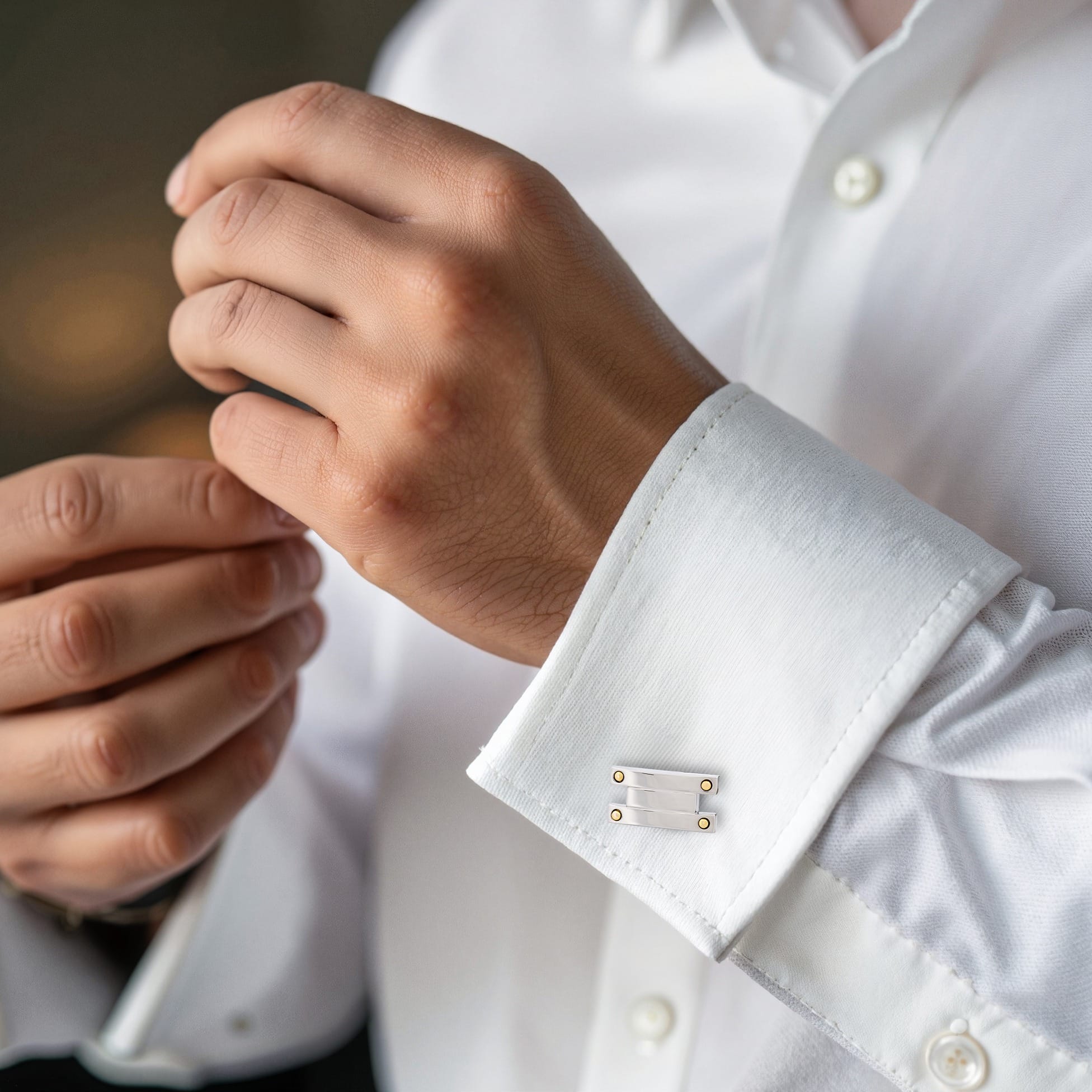Brushed Rhodium & Gold Screw Plated Cufflinks