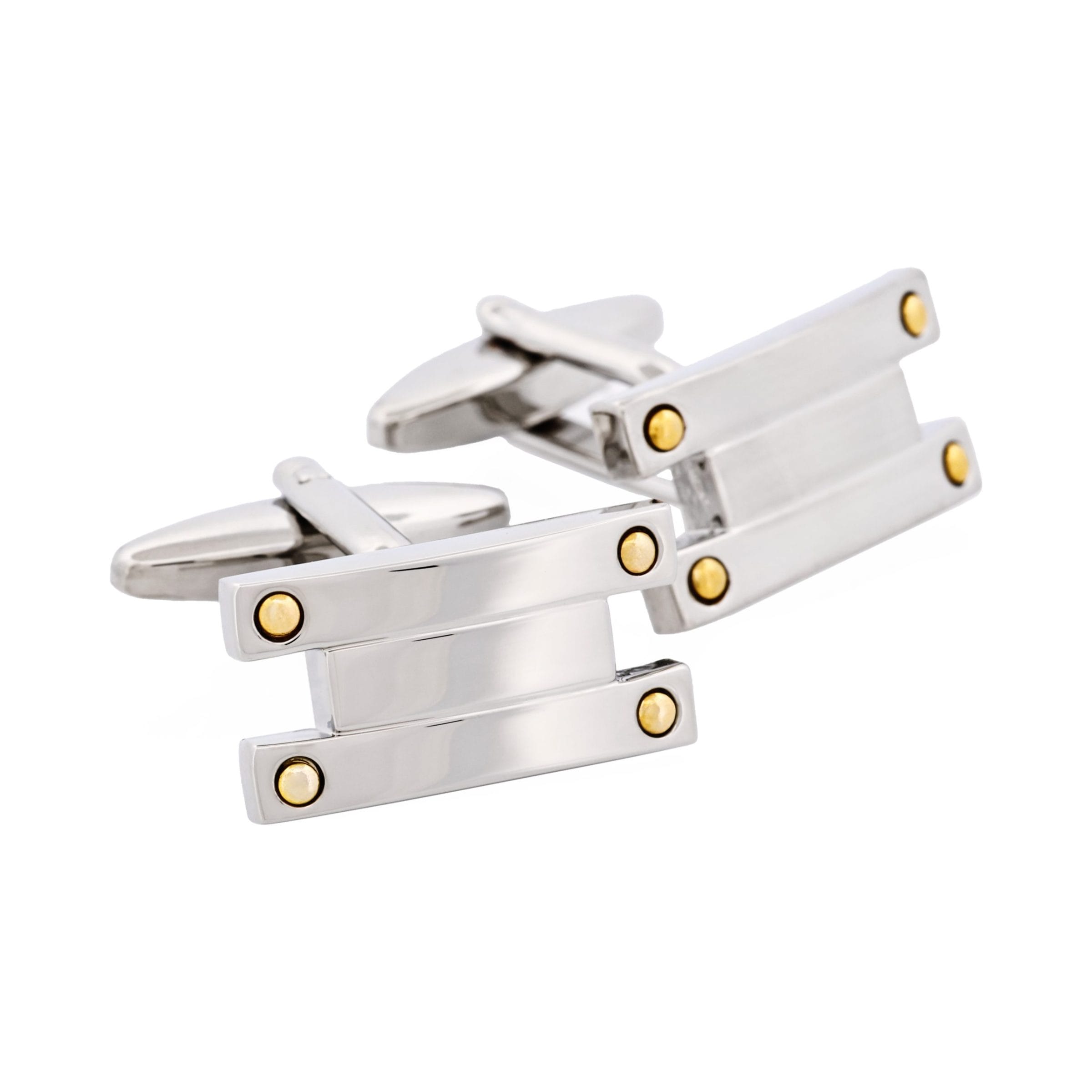Brushed Rhodium & Gold Screw Plated Cufflinks