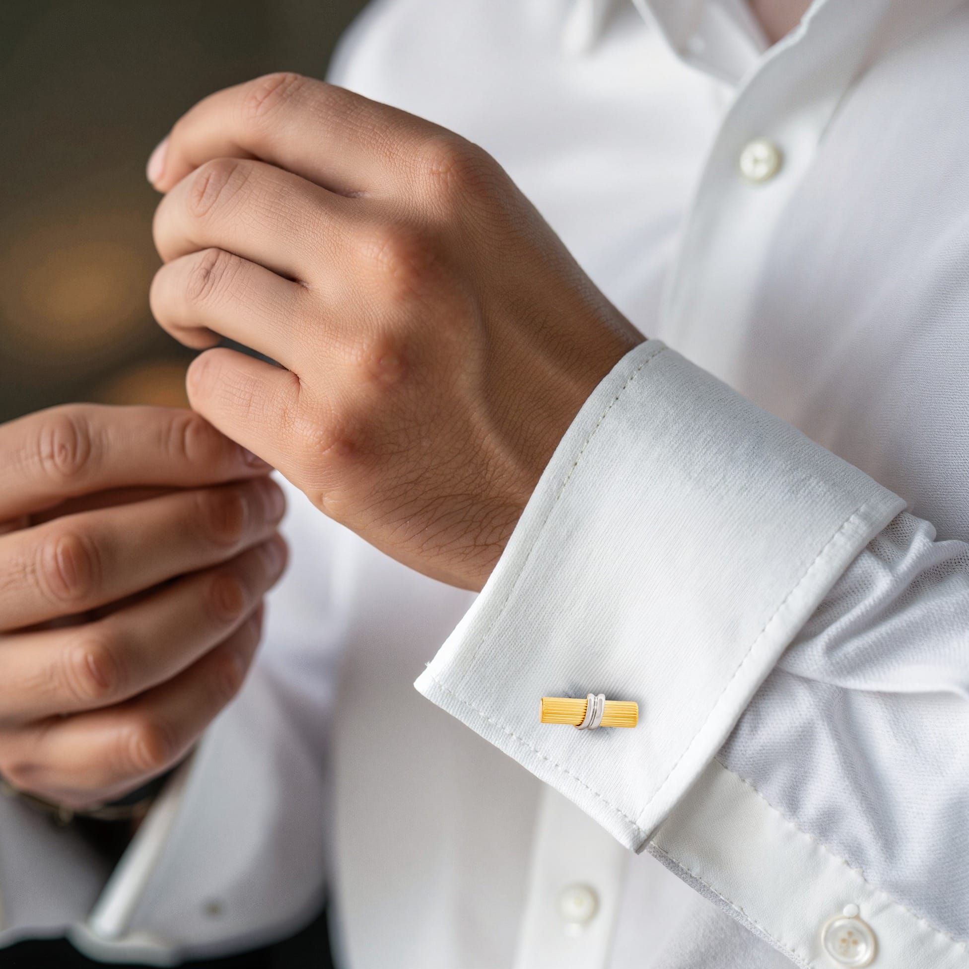 Brushed Gold & & Rhodium Plated Scroll Cufflinks