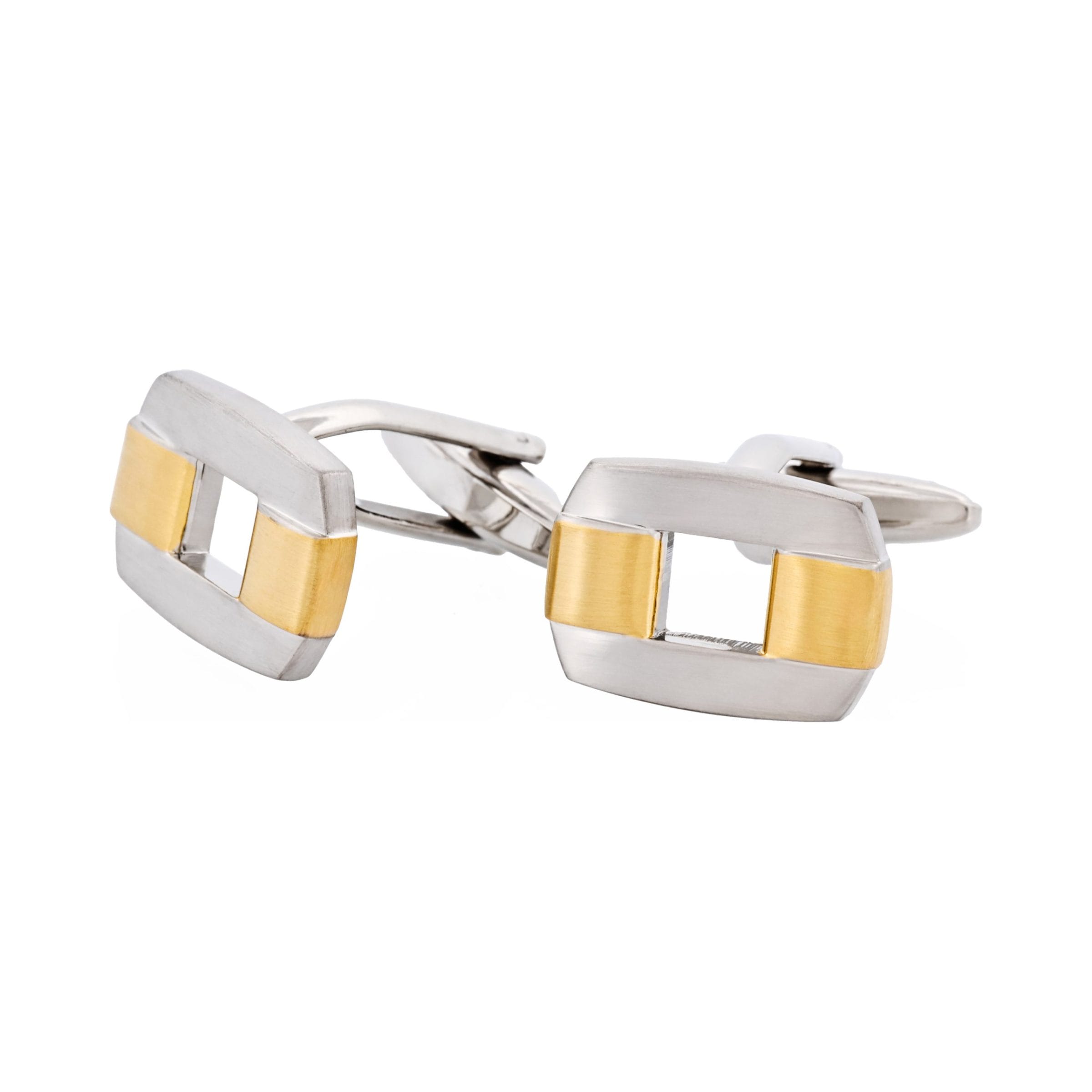 Brushed Rhodium & Brushed Gold Link Cufflinks