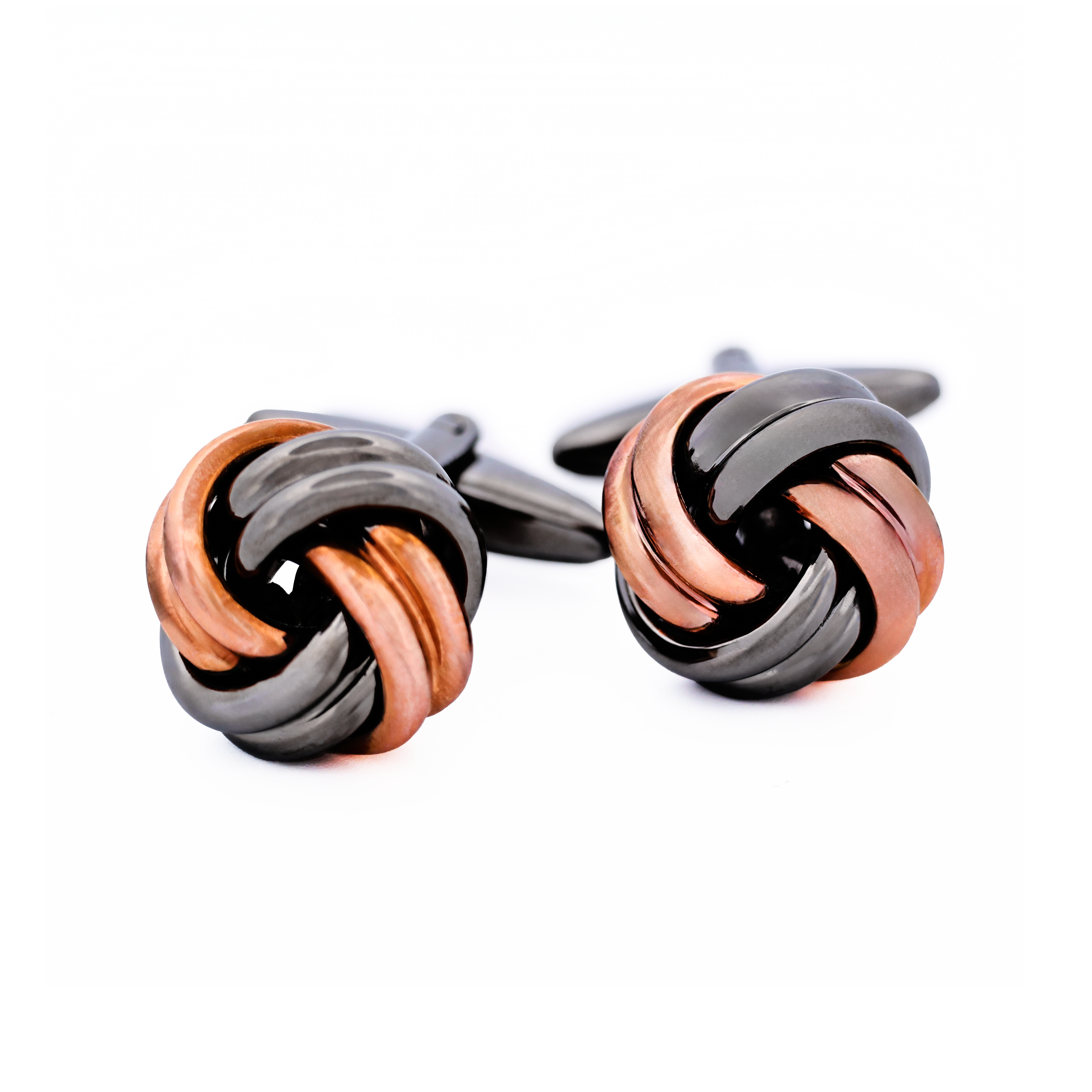 Rose Gold Gun Melarge Knot Cufflinks