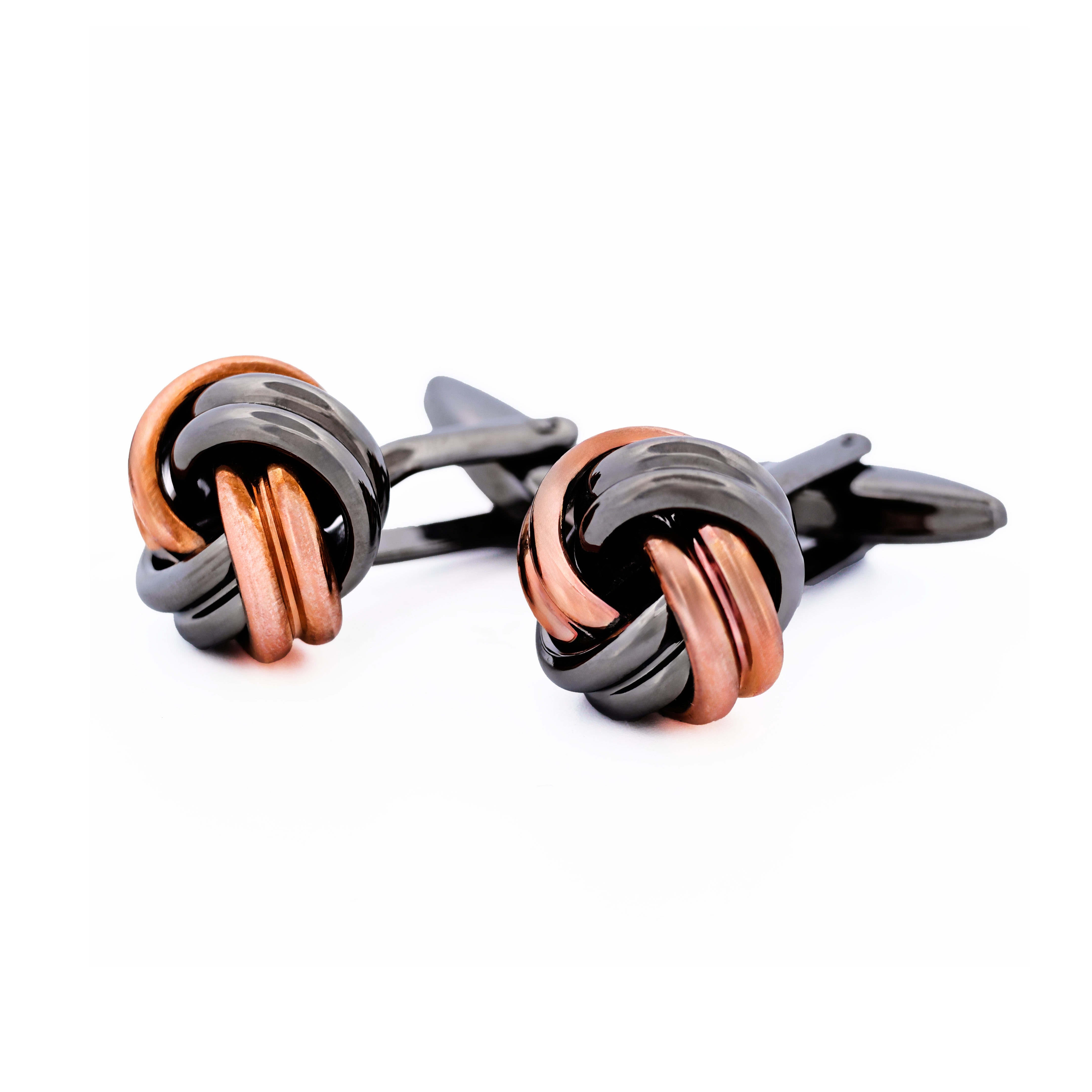Rose Gold Gun Melarge Knot Cufflinks