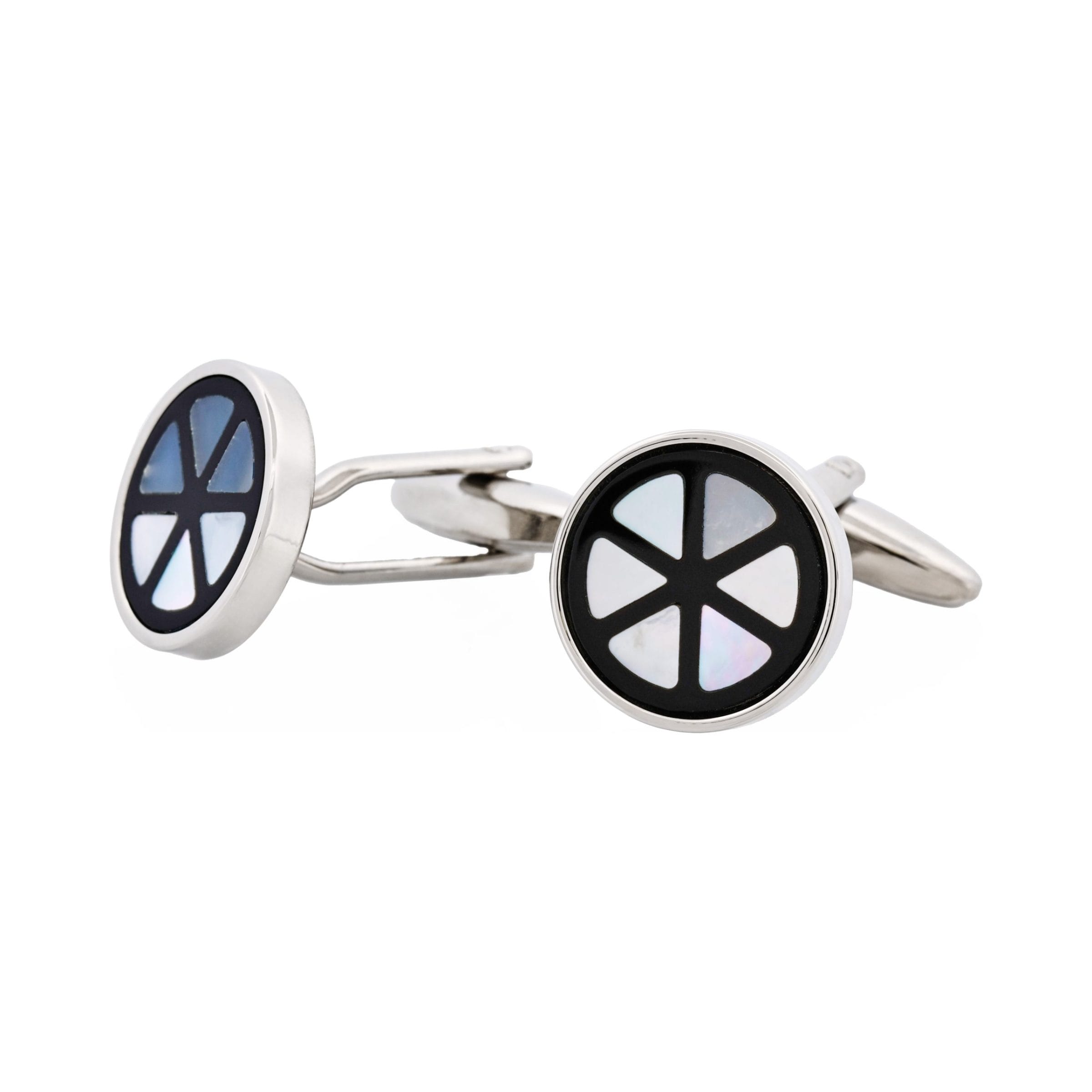 Mop & Onyx Patterned Round Cufflinks