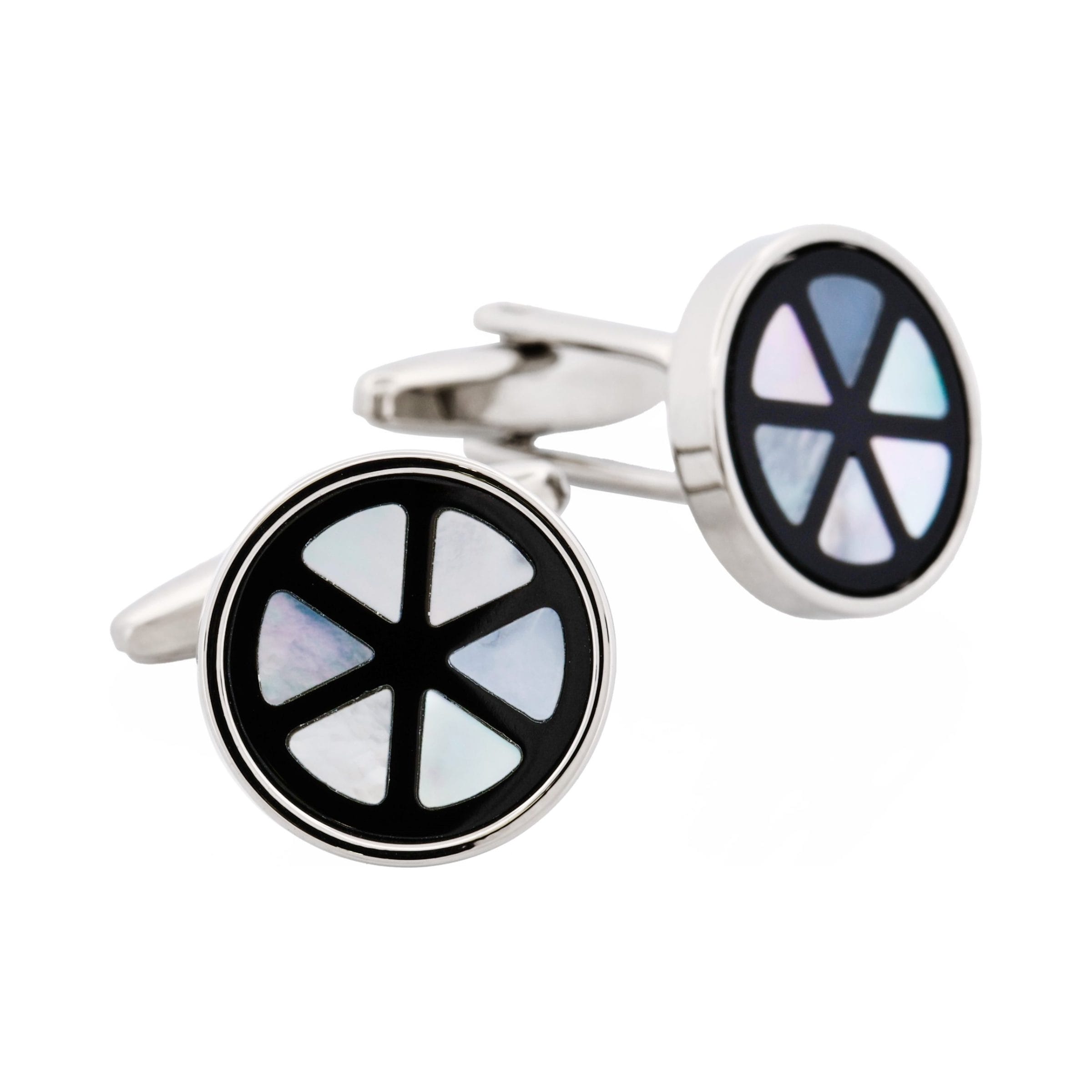 Mop & Onyx Patterned Round Cufflinks