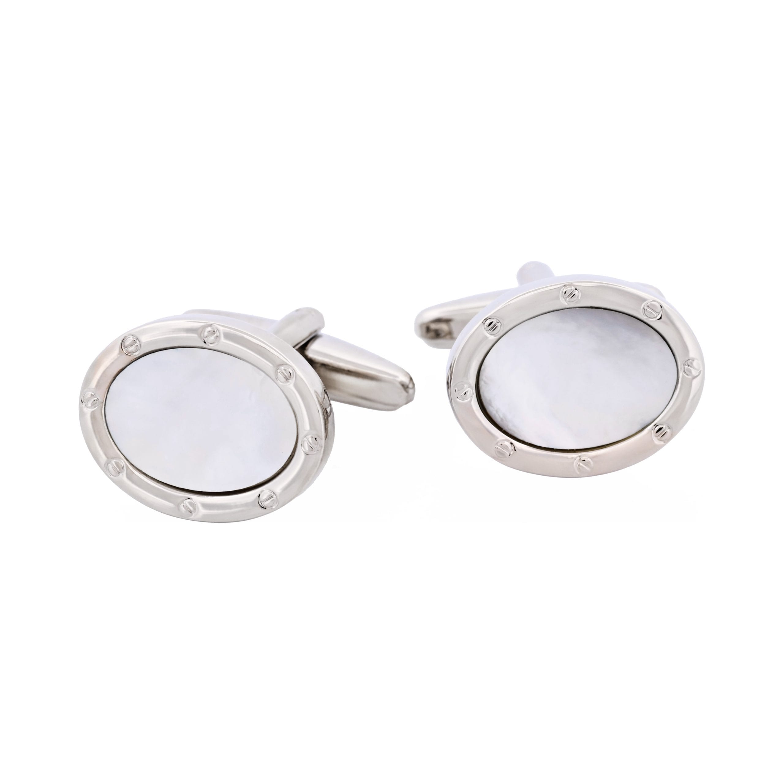 Rhodium & Mop Oval Cufflinks