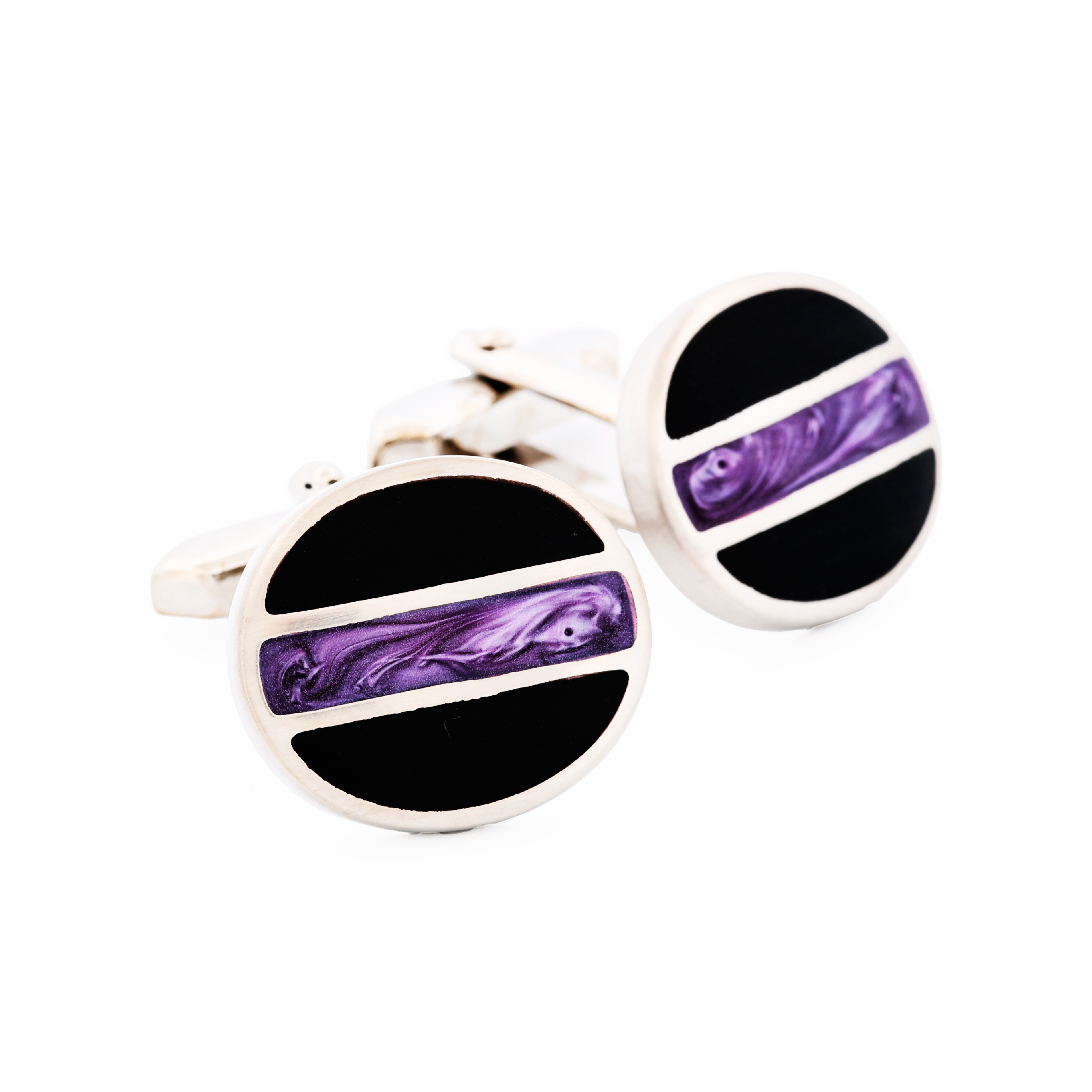 Black Purple Oval Cufflinks