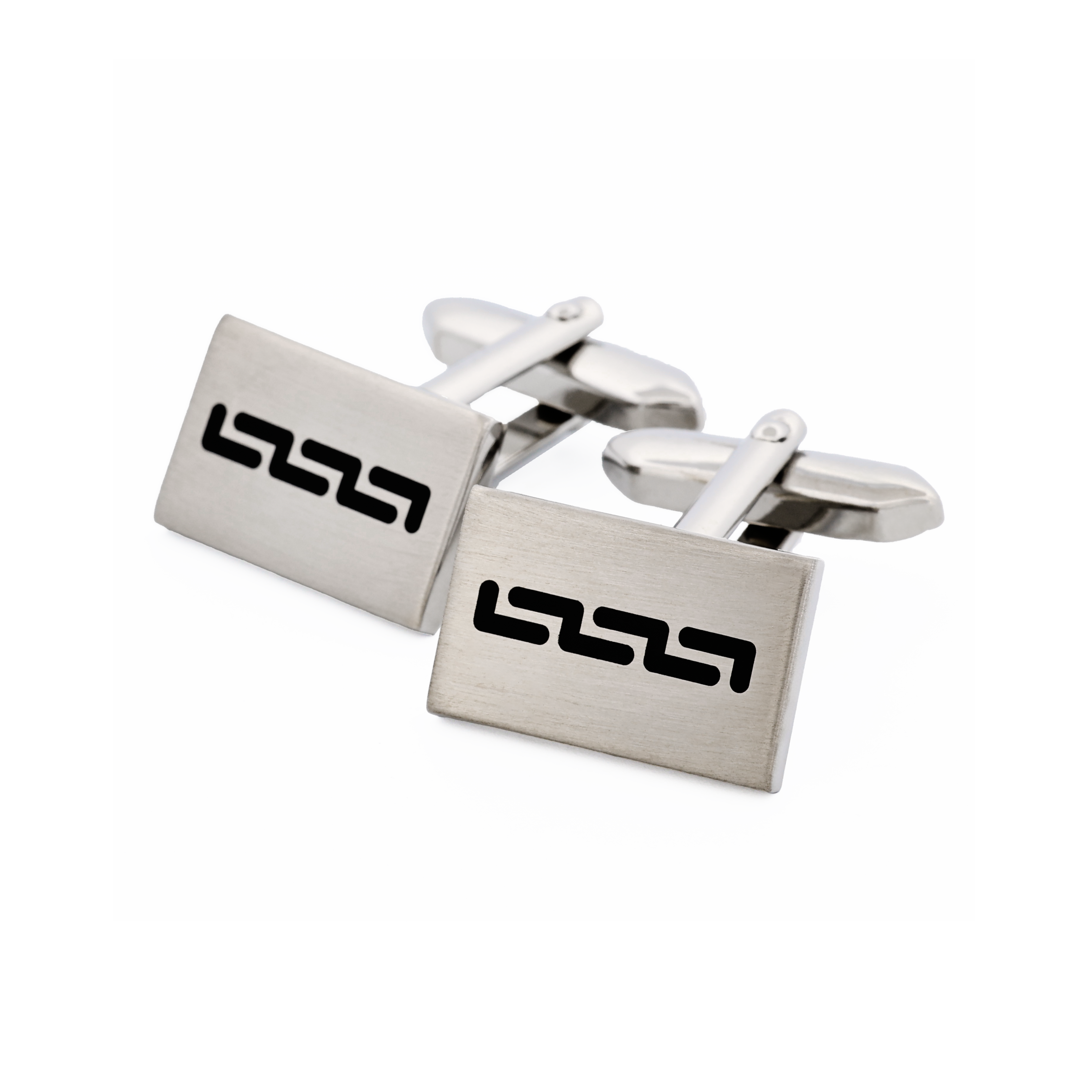 Rhodium Black Enamel Cufflinks