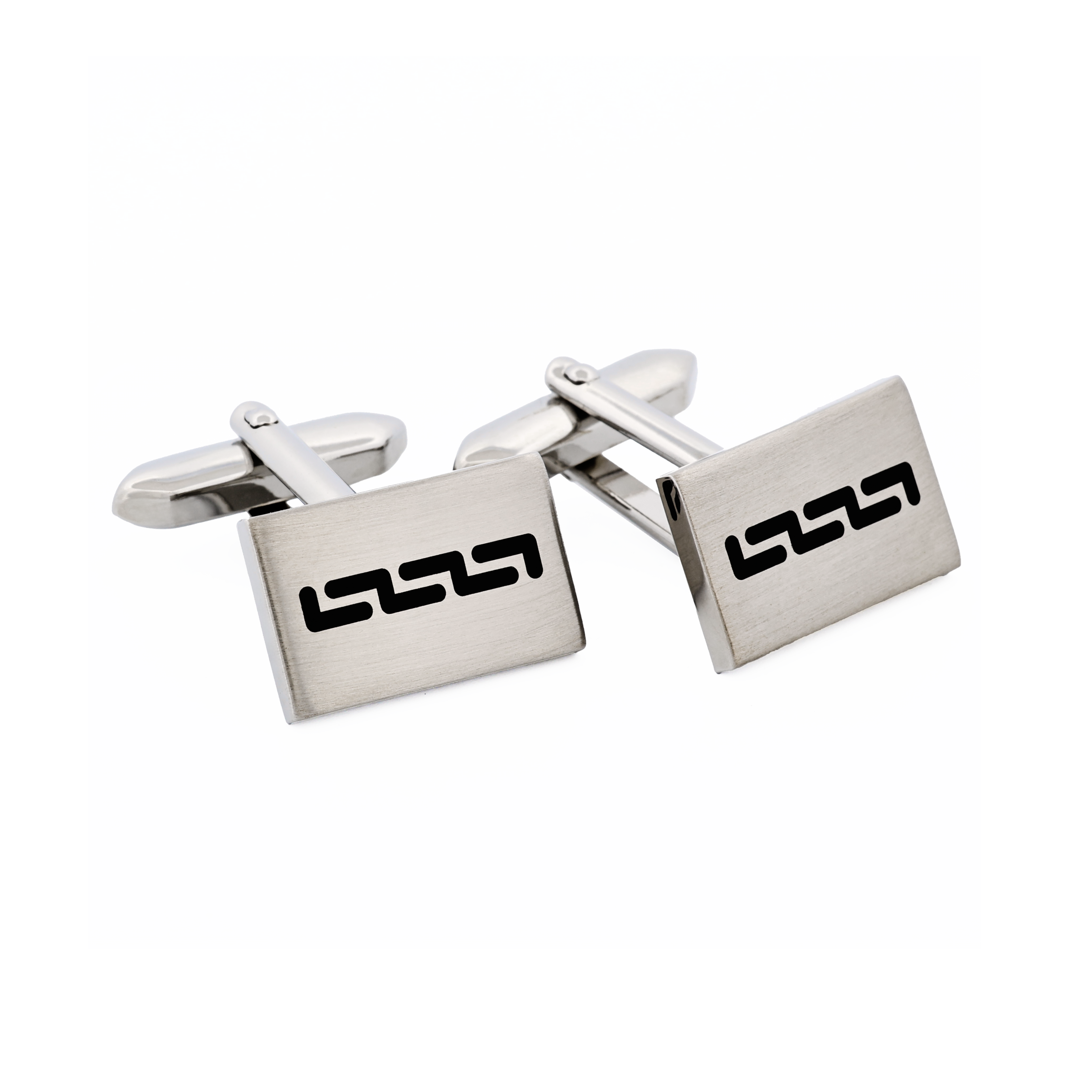 Rhodium Black Enamel Cufflinks