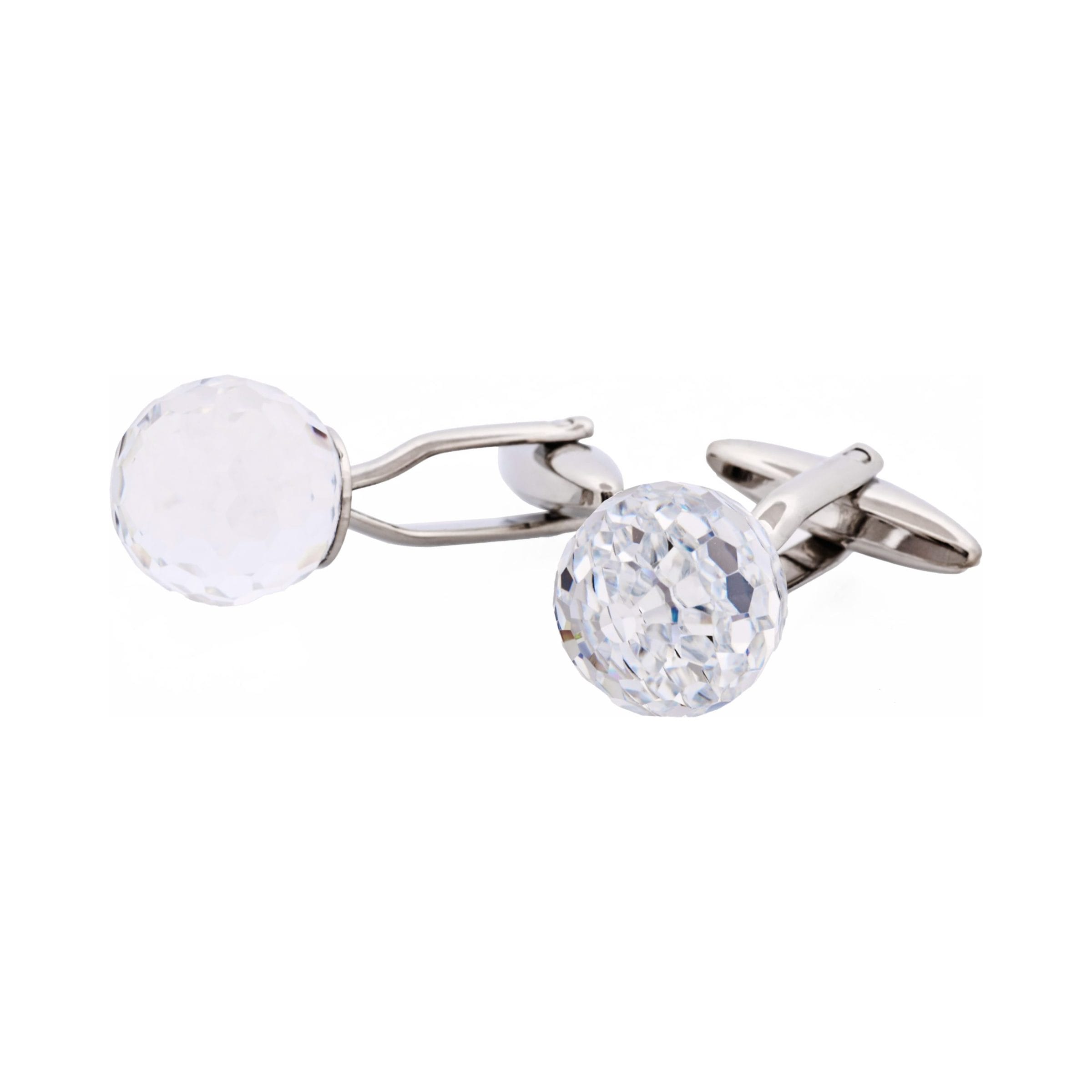 Clear Resin Crystal Ball & Rhodium Plated Cufflinks