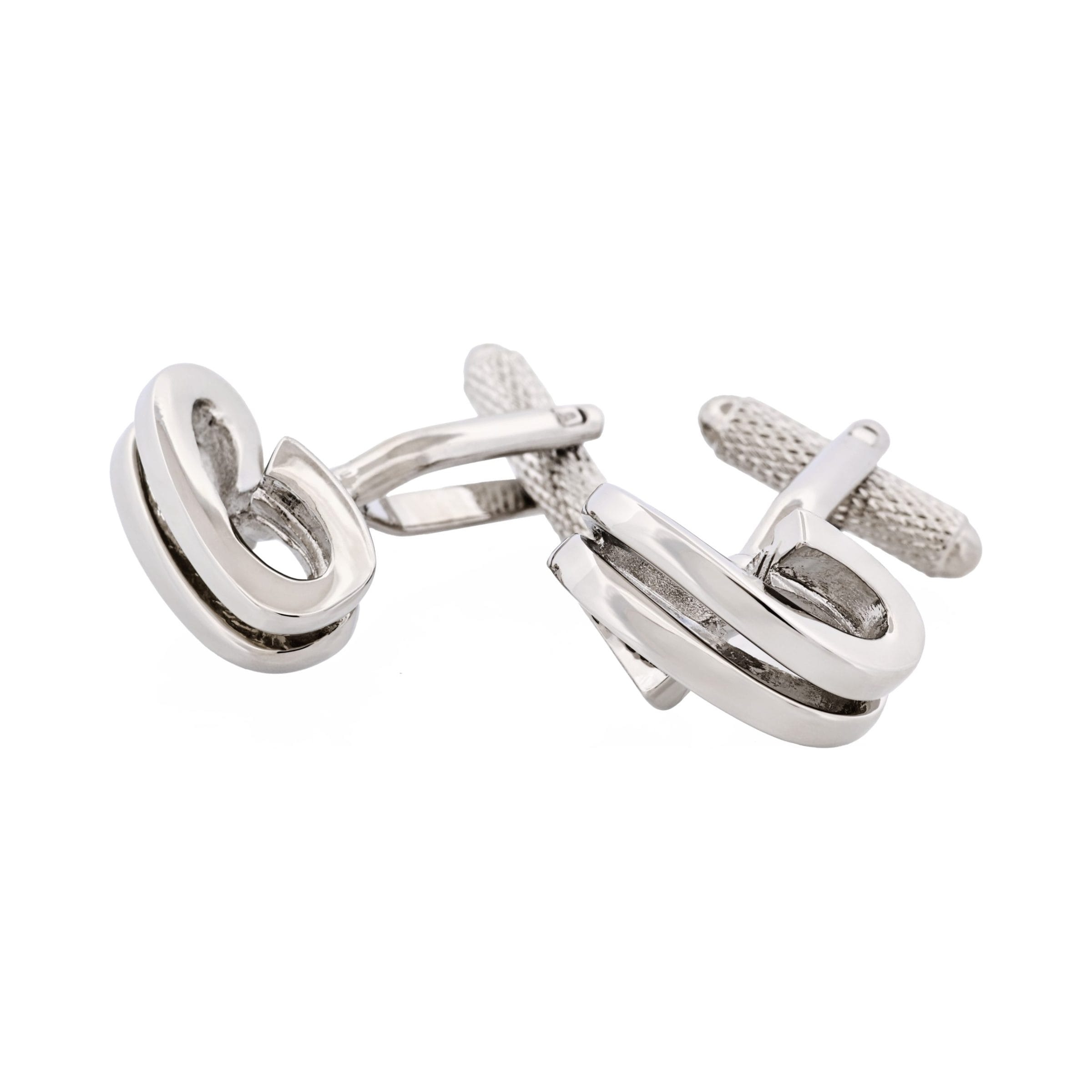 Polished Rhodium Plated Twisted Metal Cufflinks