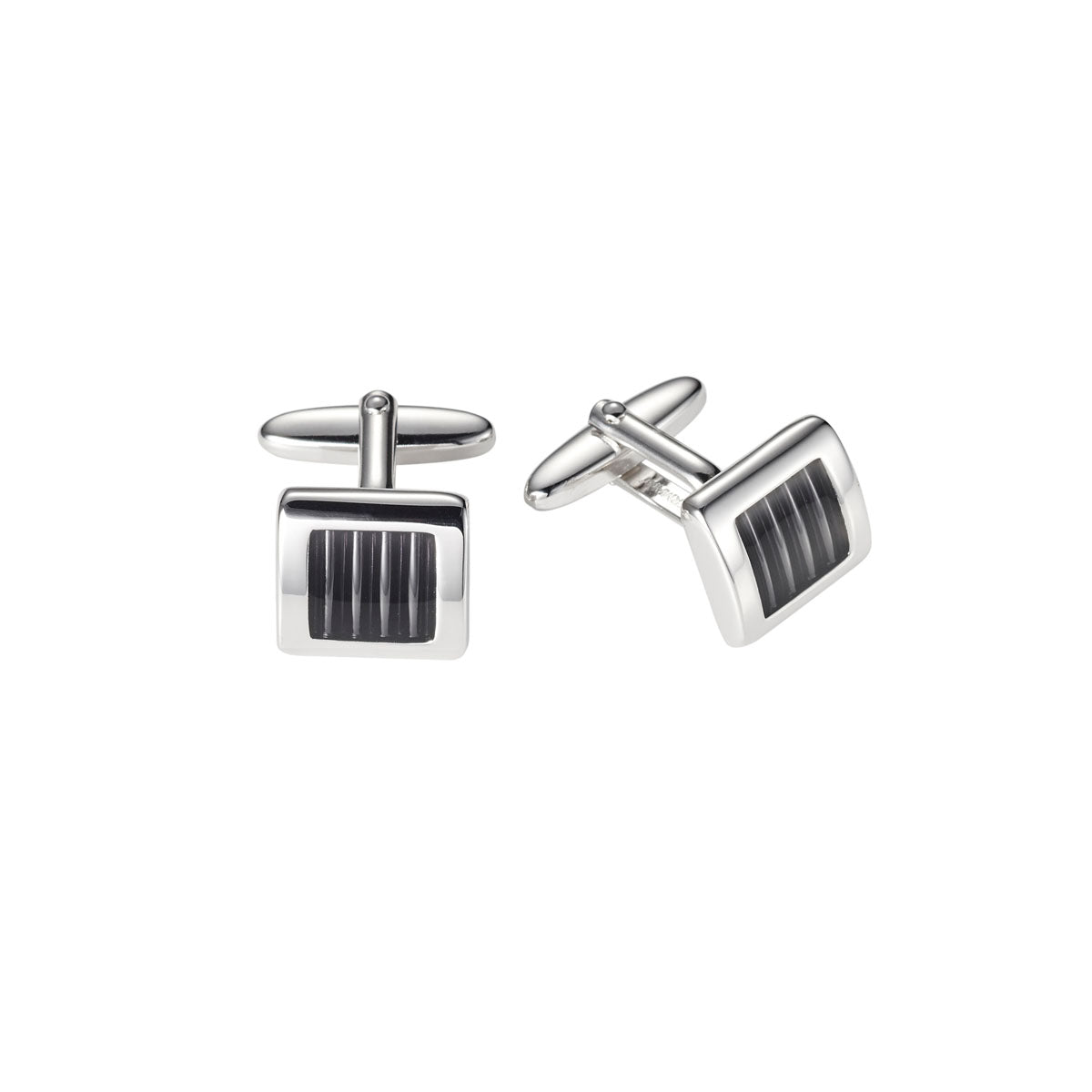 Rhodium & Grey Resin Cufflinks